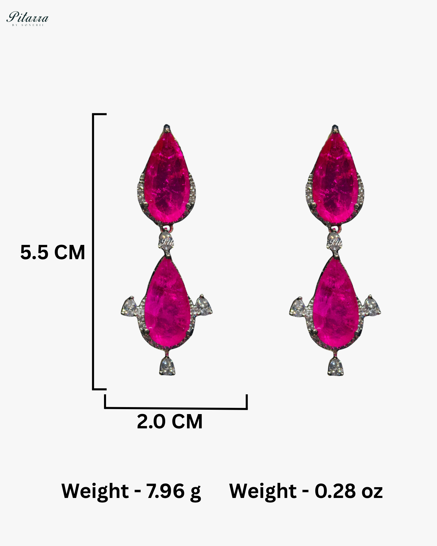 Pink Drop Pattern CZ Crystal Necklace Set