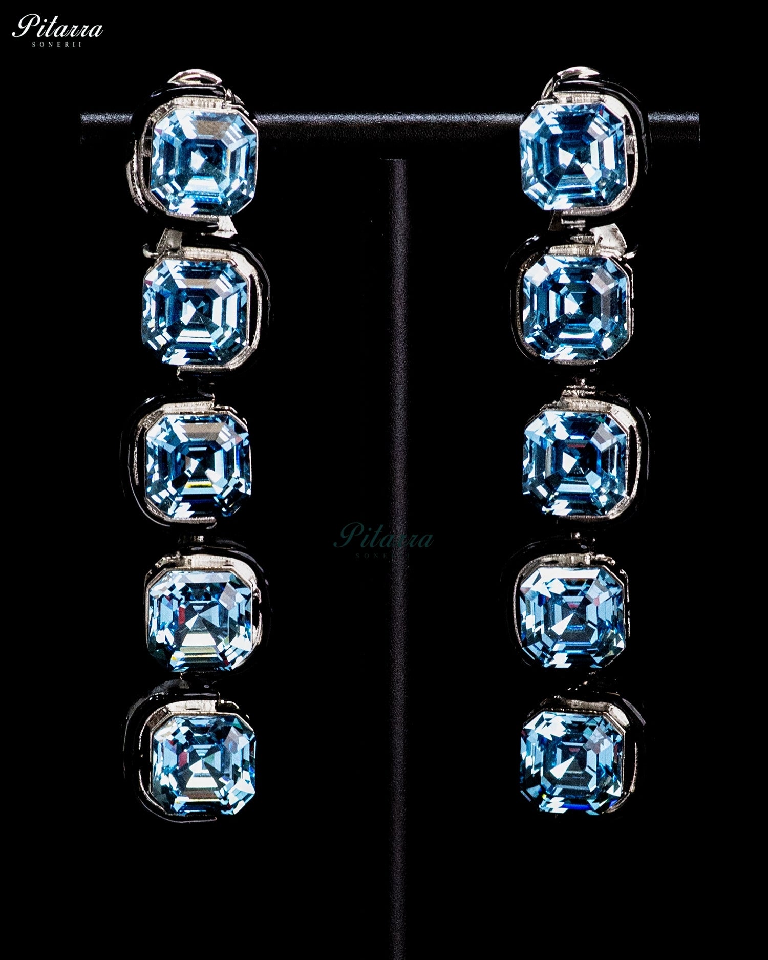 Sky Blue Crystal Drop Earrings