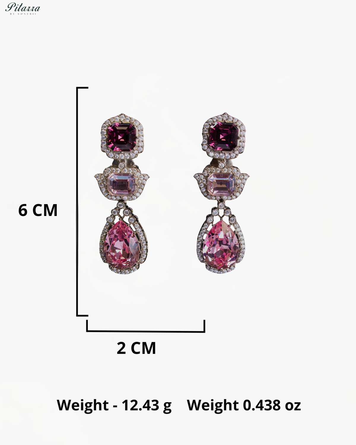 Pink and Gold Crystal Necklace Set with Pink Drop Earrings