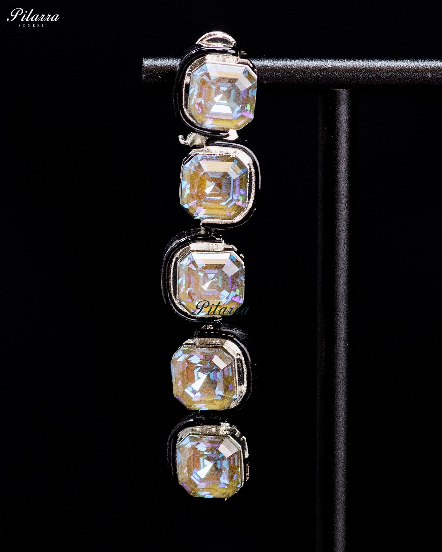 Iridescent White Crystal Drop Earrings