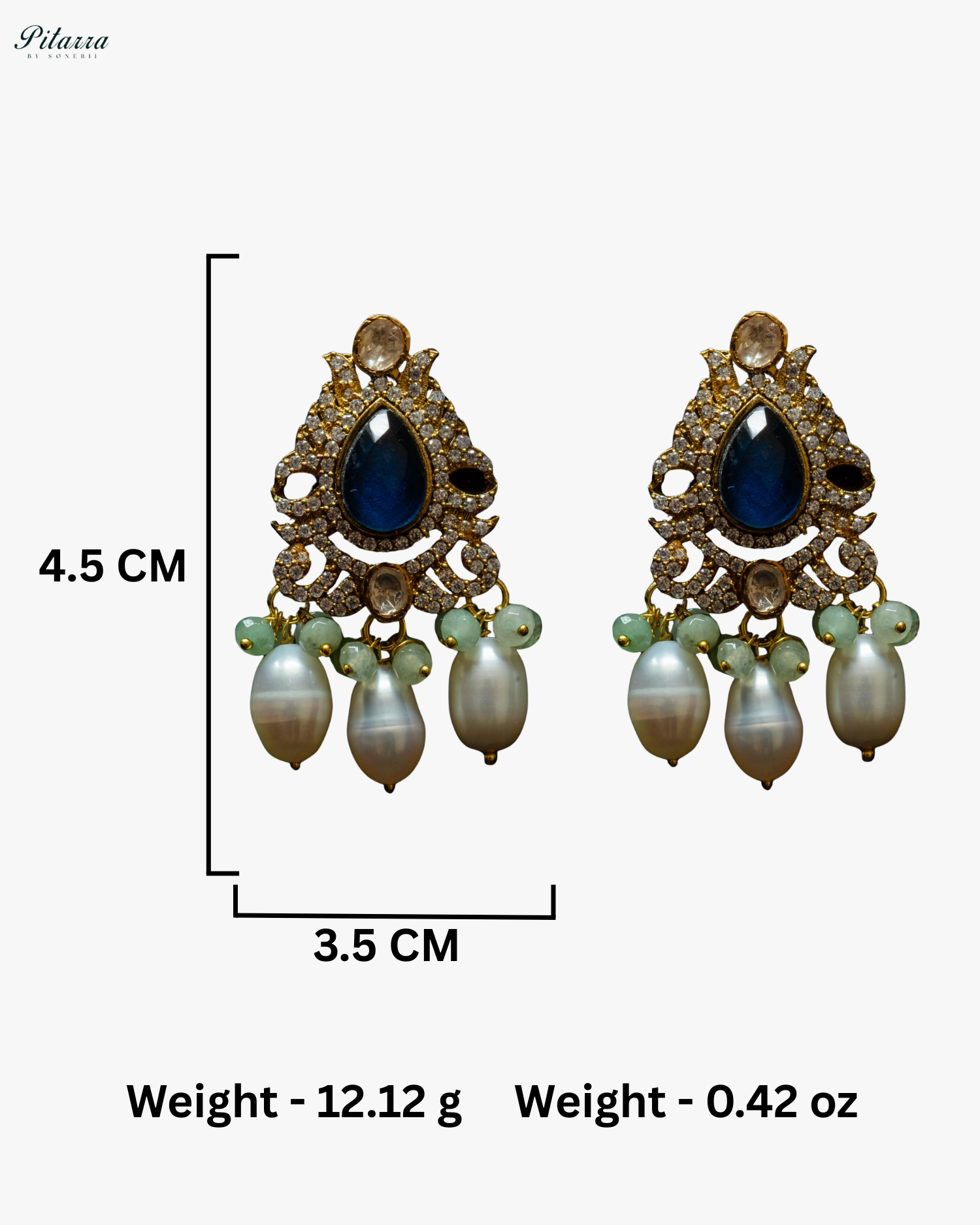 White Pearl Blue Stone Pitarra Kundan Necklace