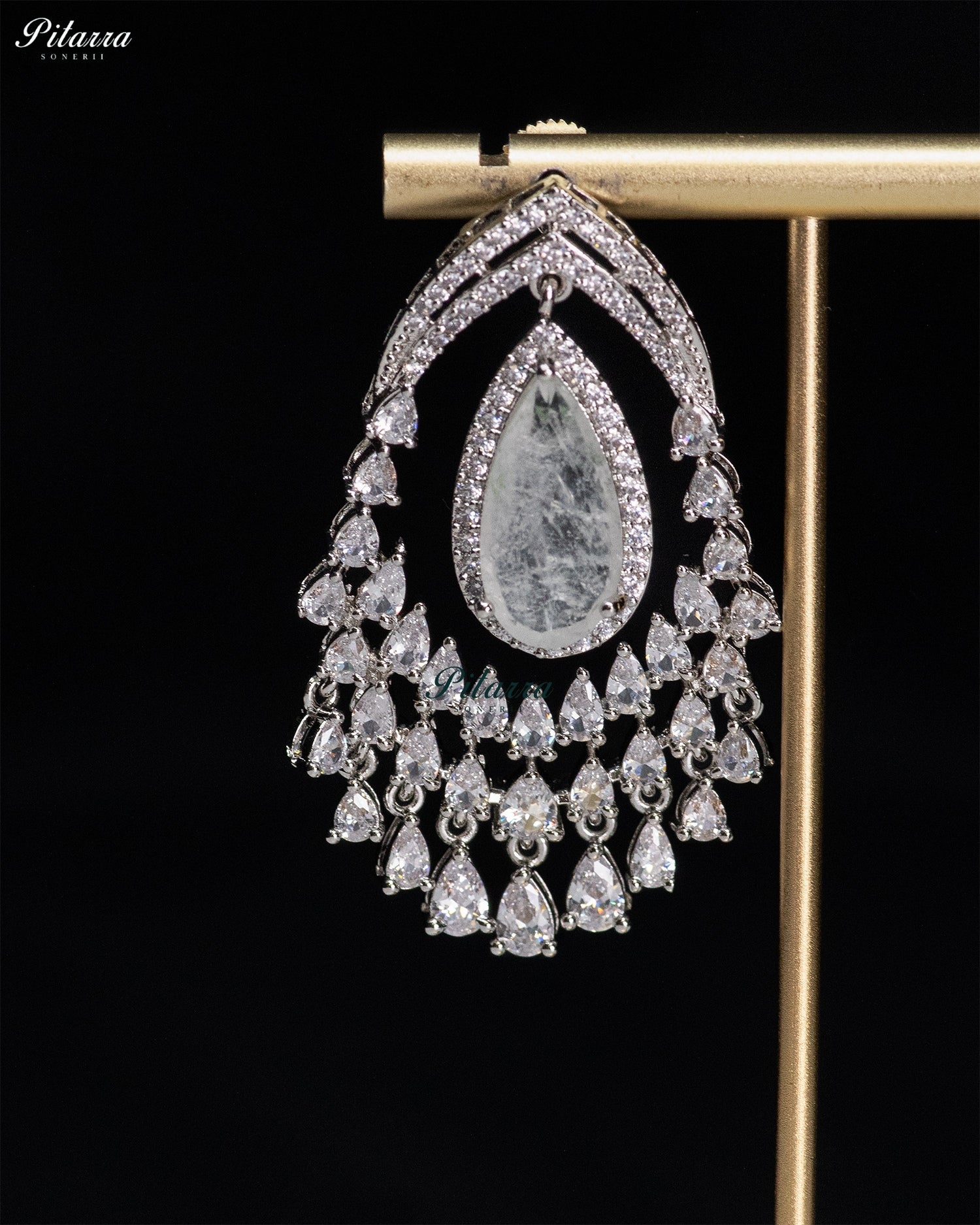 White Crystal Chandelier Drop Earrings