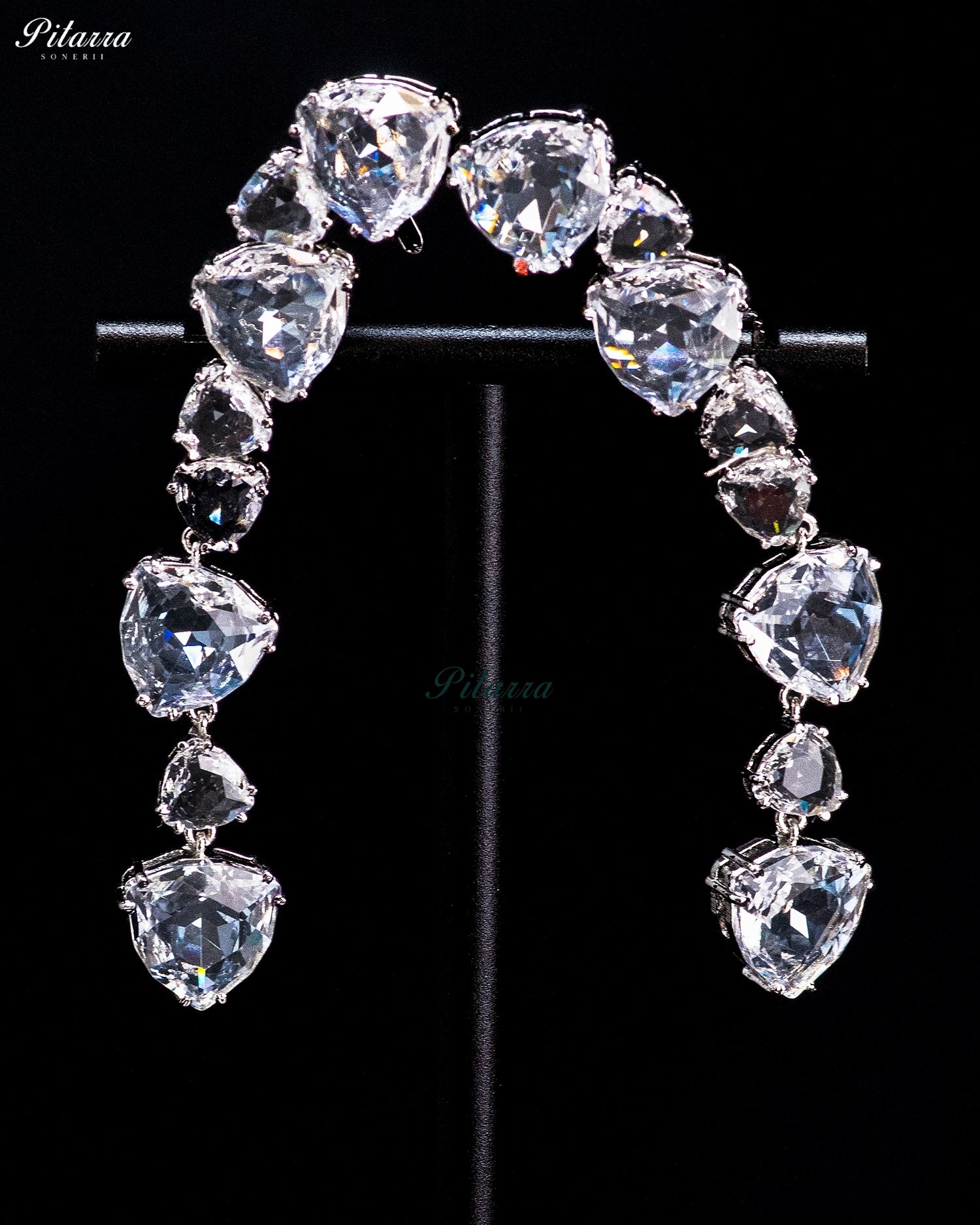 Clear Crystal Cascading Drop Earrings