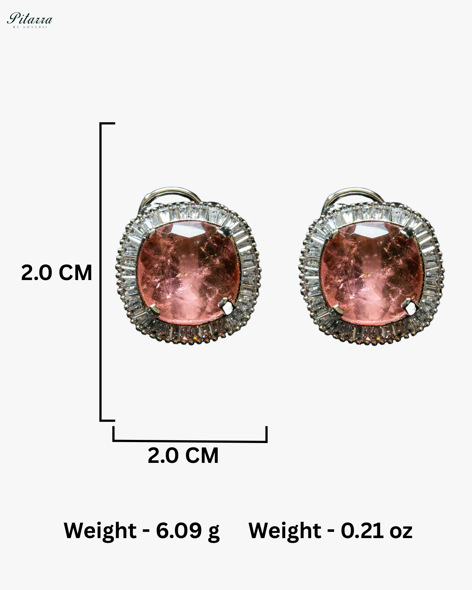 Peach Stone Silver CZ Choker Necklace Set