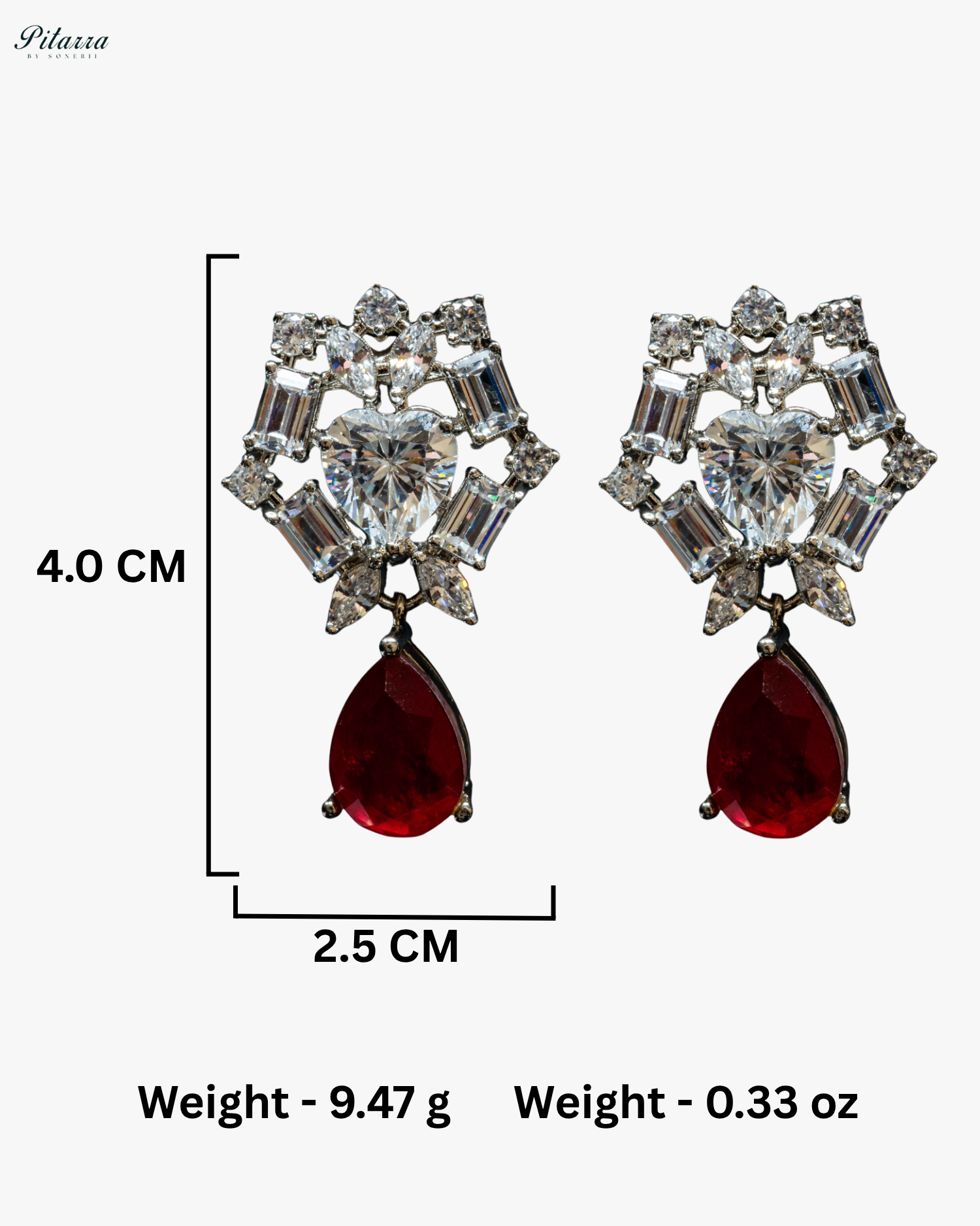 Ruby Drop Cubic Zirconia Studded Necklace Set