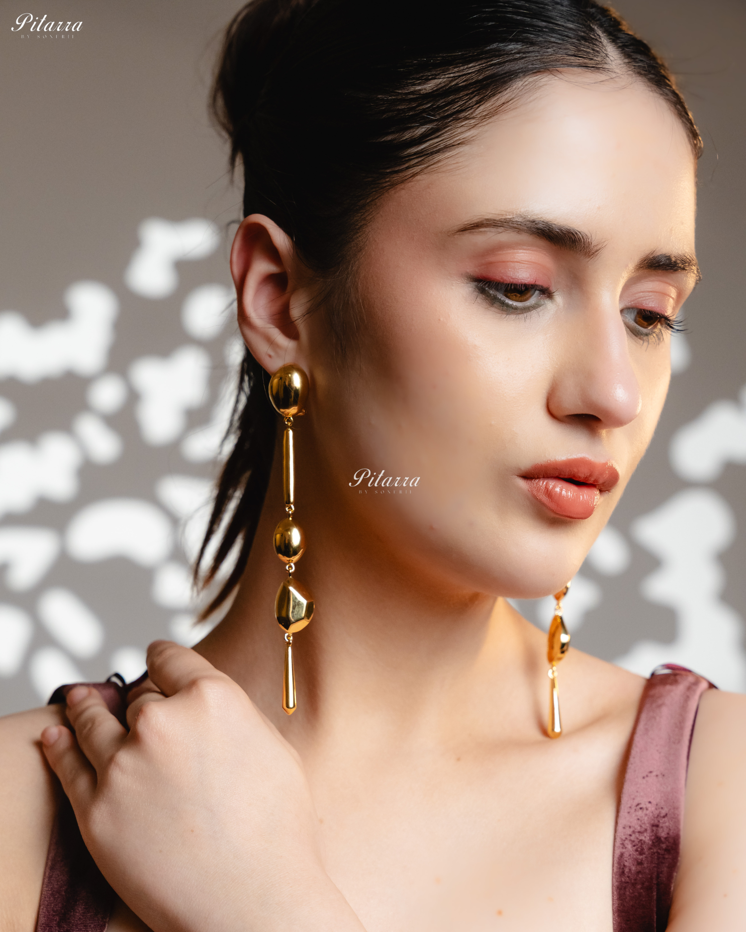 Gold Plated Long Statement Drop Earrings