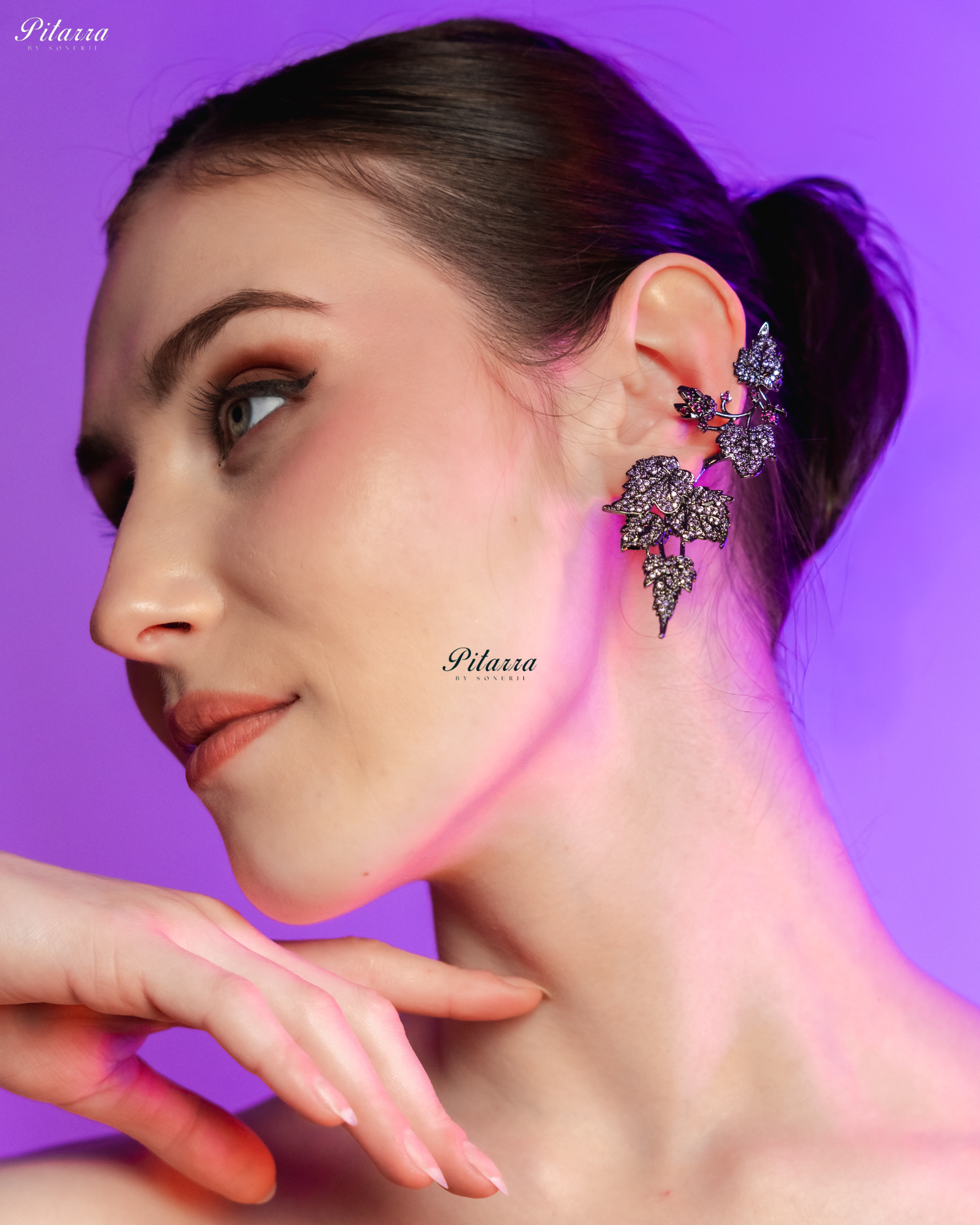 Blue Unique Leaf Shaped Crystal Earrings
