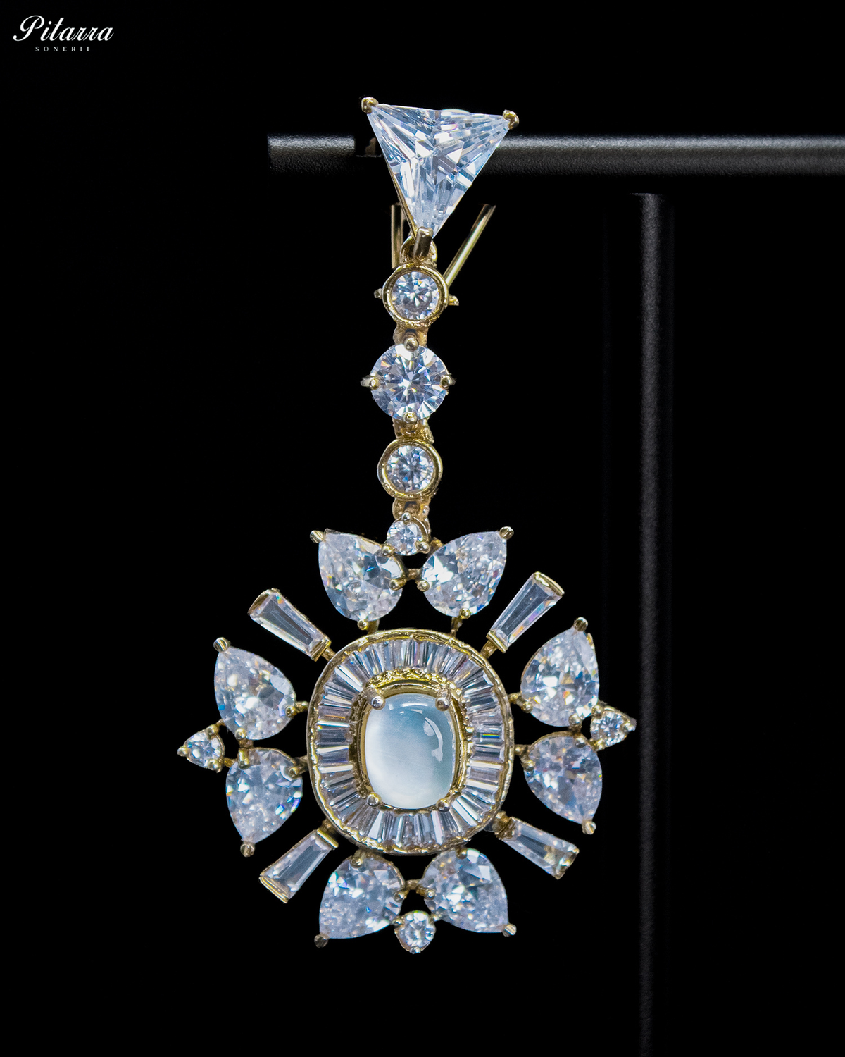 Aqua Blue Kundan Floral Drop Earrings