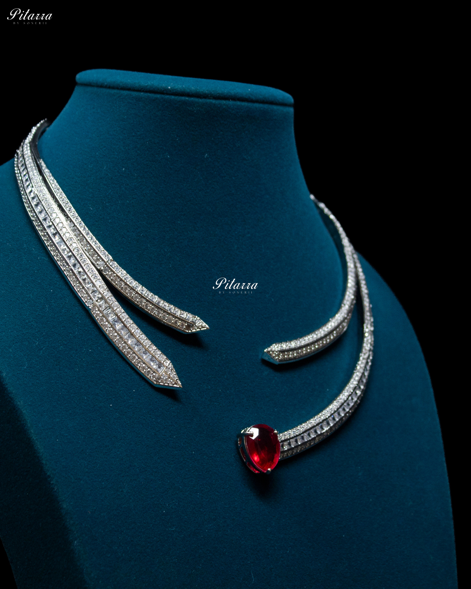 Red Stone CZ Crystal Choker Set