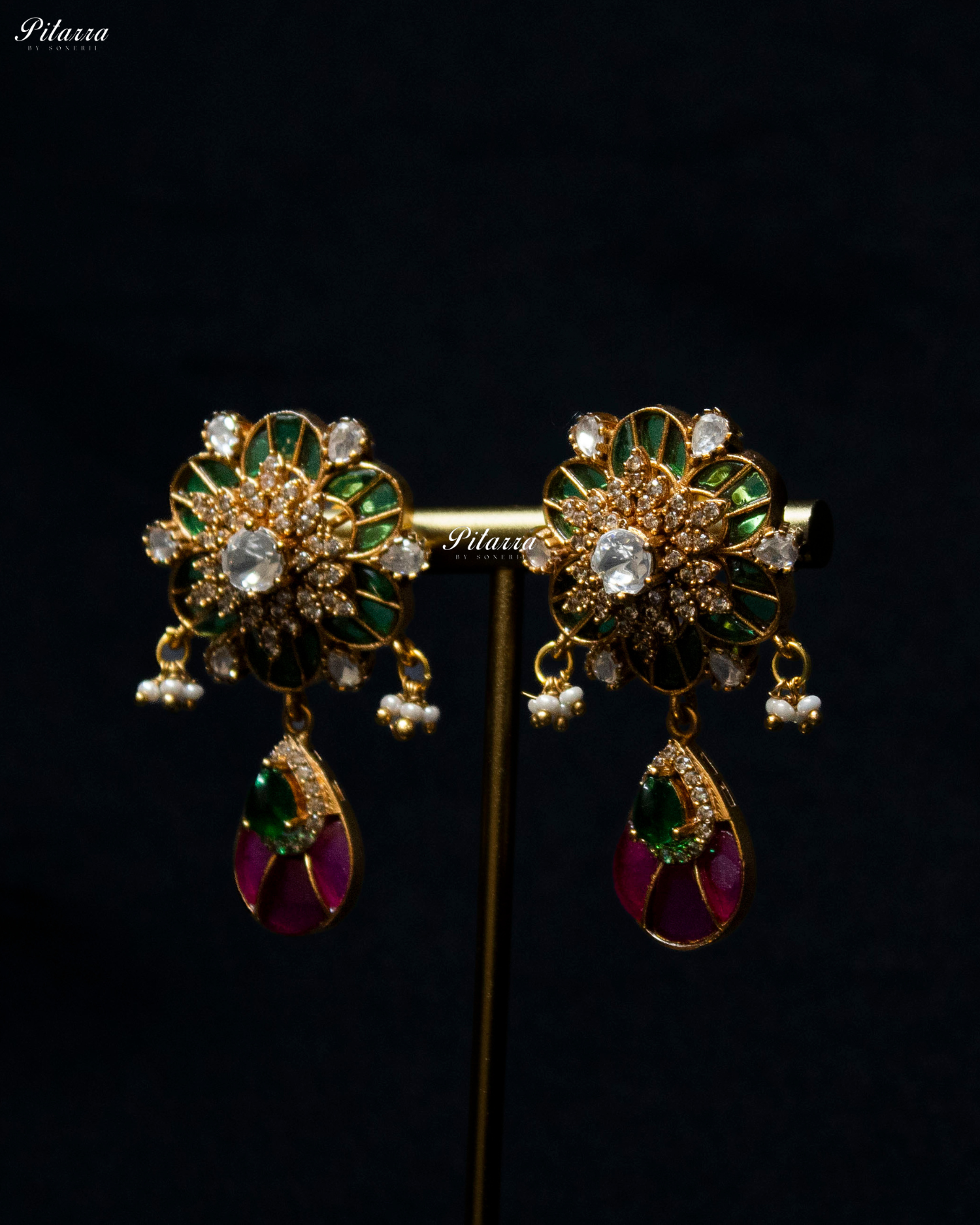 Emerald Pink Luxury Meenakari Polki choker Necklace Set