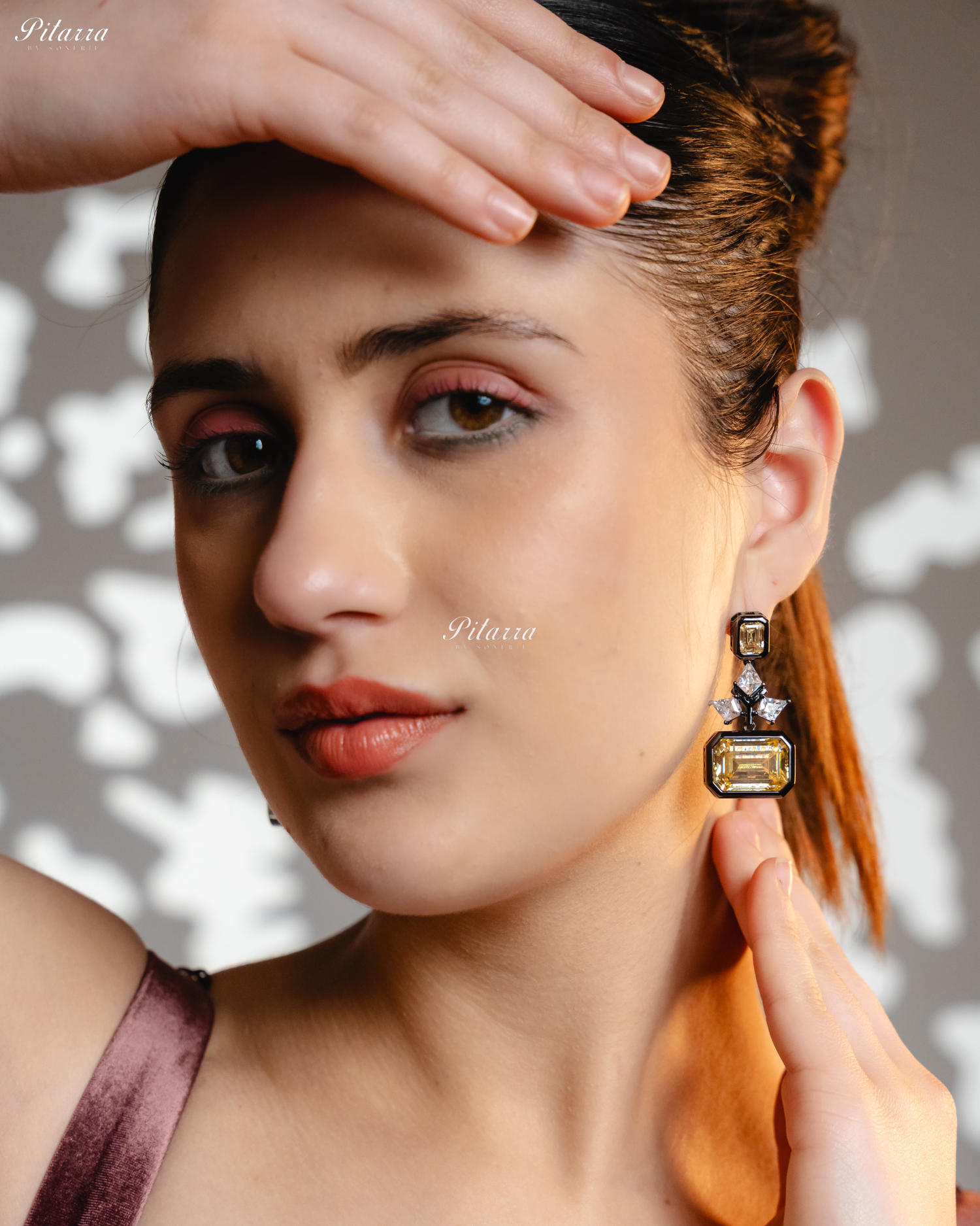 Yellow Bright Stone Crystal 92.5 Silver Drop Earrings