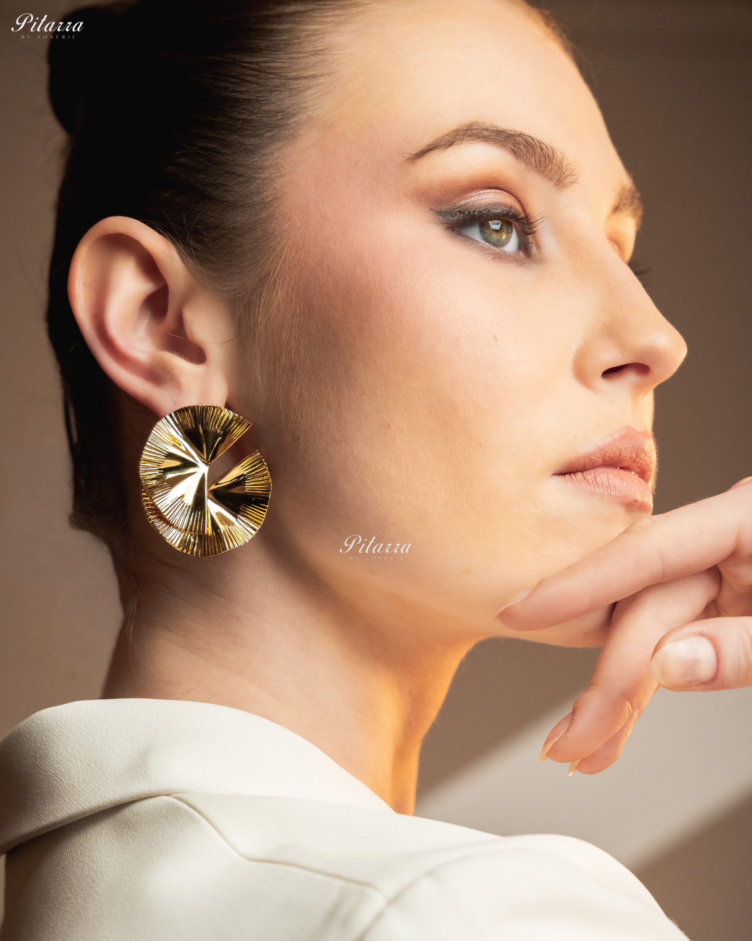 Gold Plated Twist Crystal Stud Earrings
