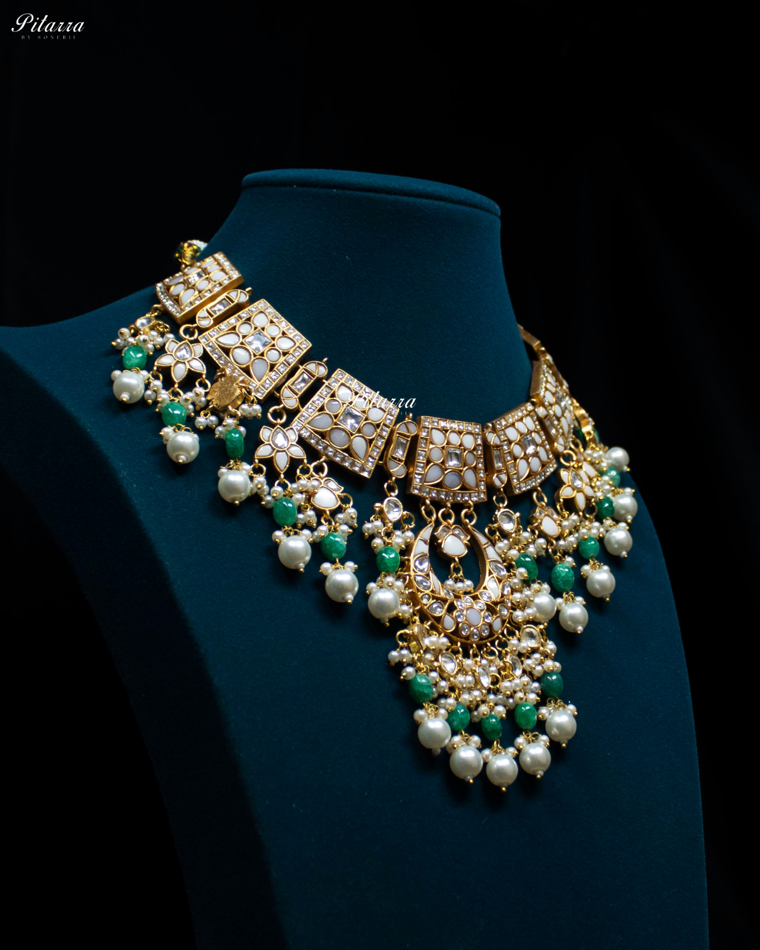 White Crystals Exclusive Kundan Necklace Set