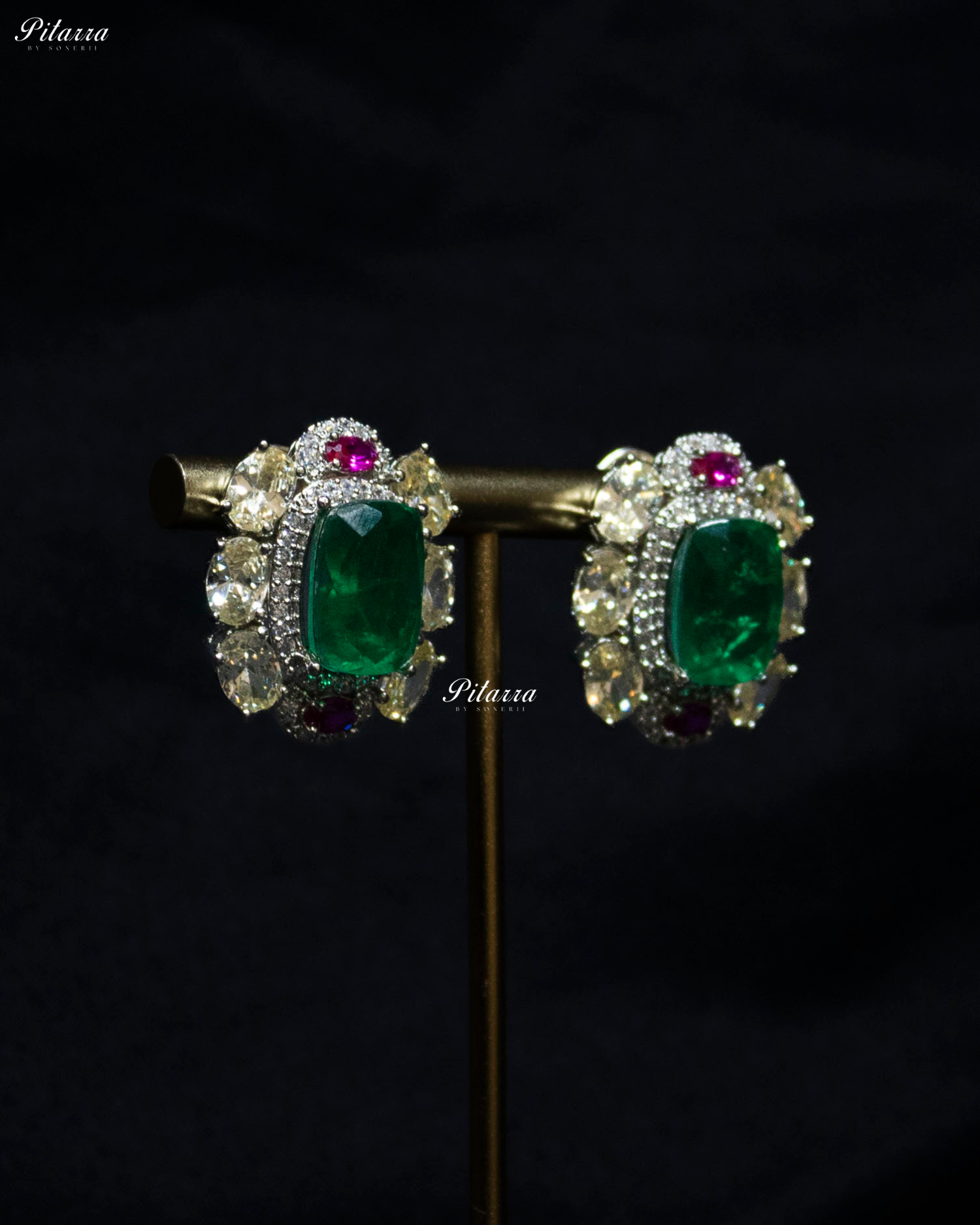 Royal Emerald Stone Doublet Stud Earrings