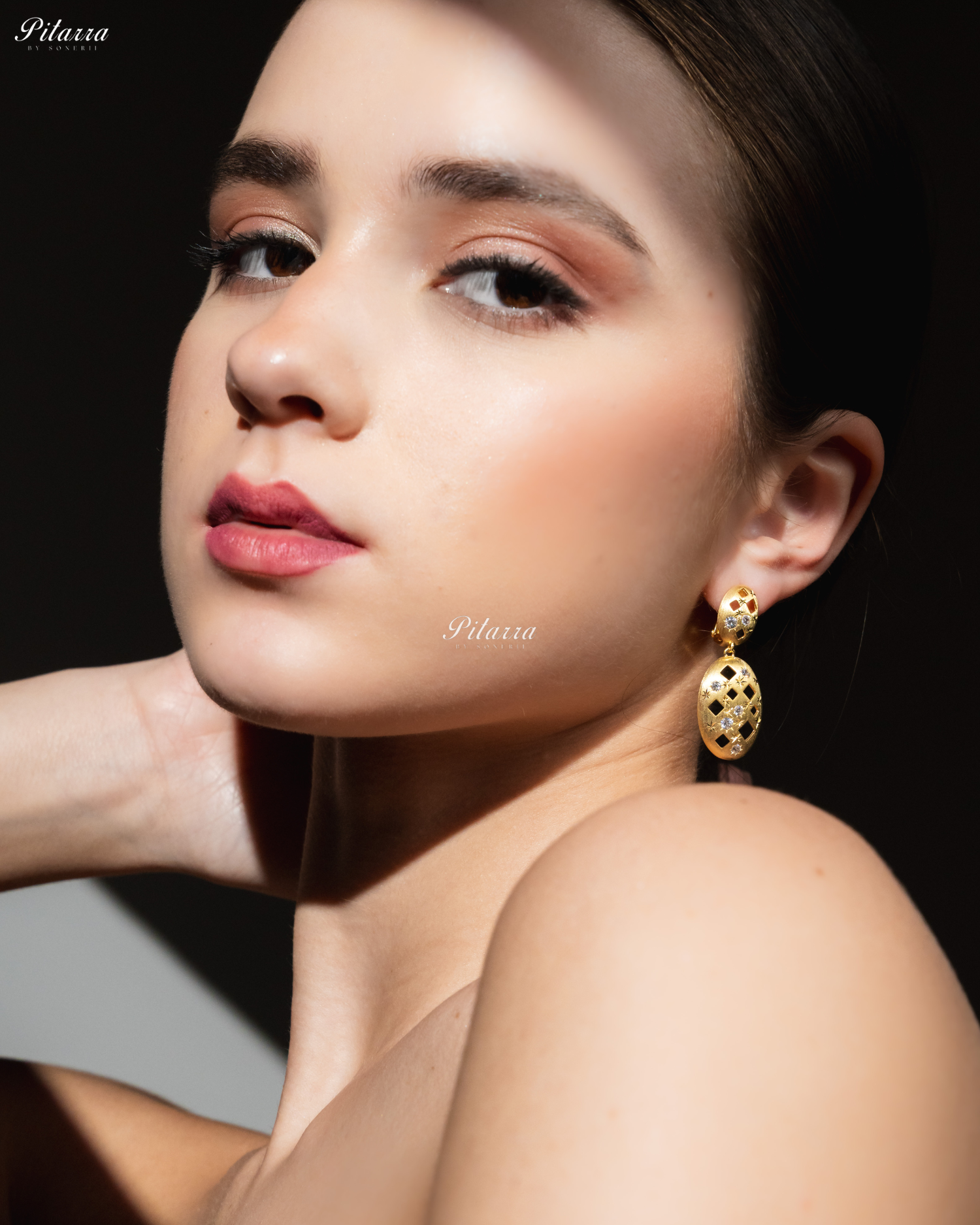 White Stones Embedded Pattern 92.5 Silver Drop Earrings
