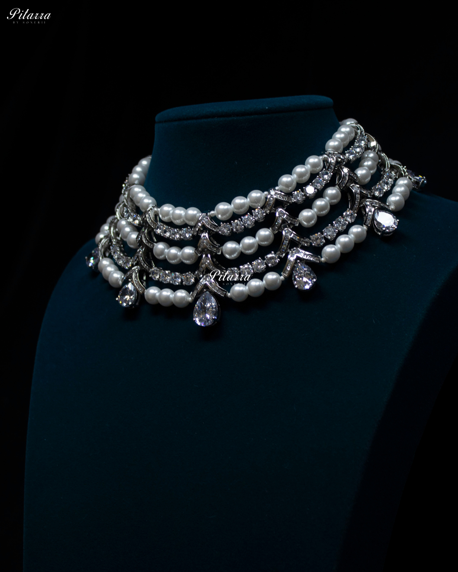 Five Layer Pearls Crystal Necklace Set