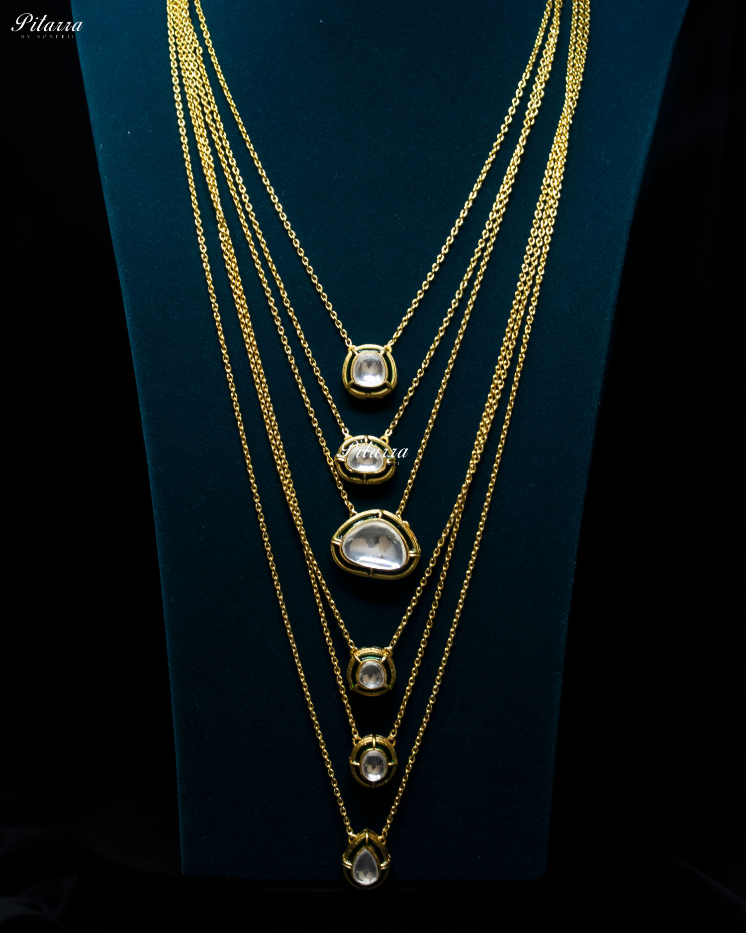 Six Layered Cascade Kundan Chain Necklace