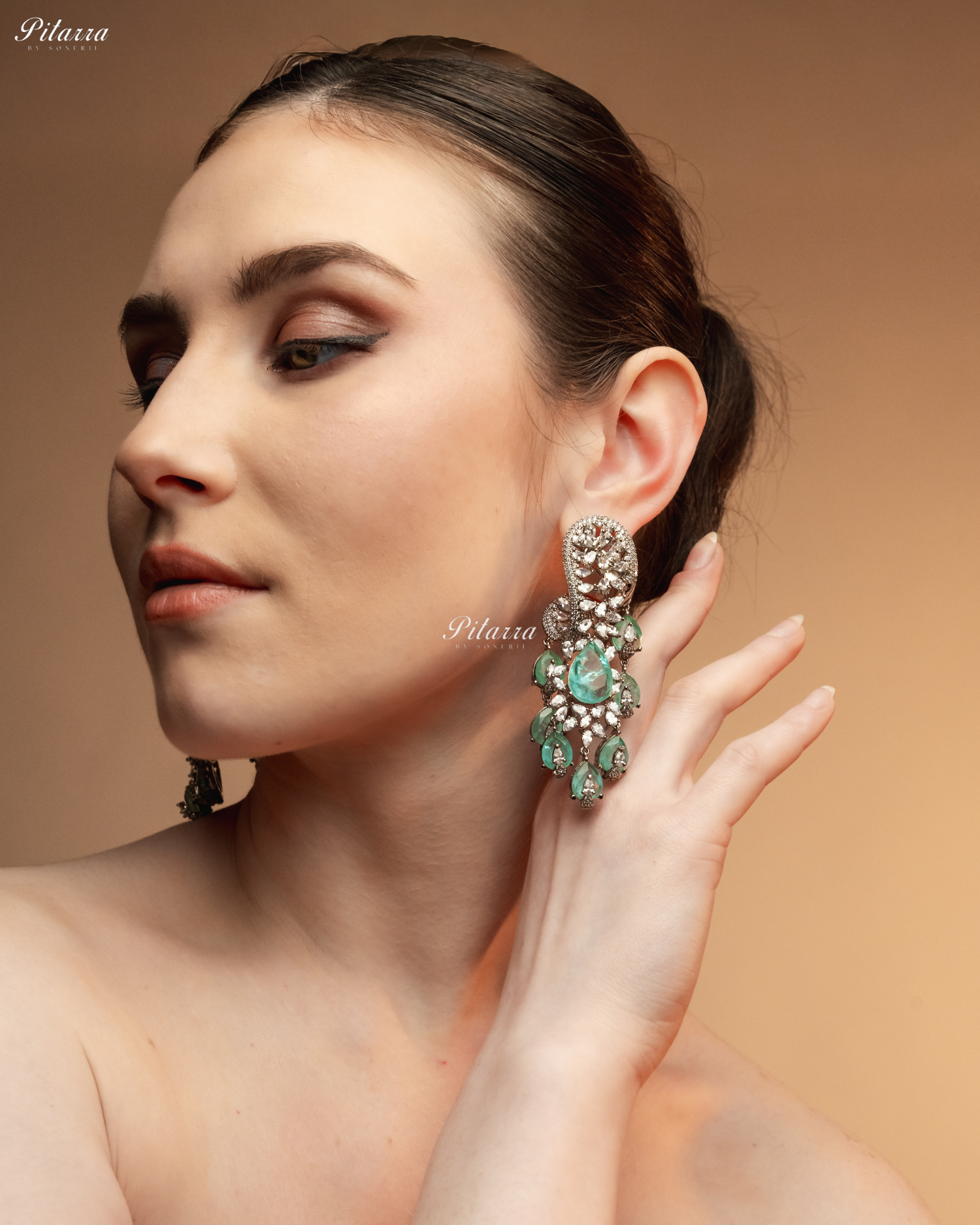 Piscine Blue Silver Polish CZ Crystal Dangler Earrings