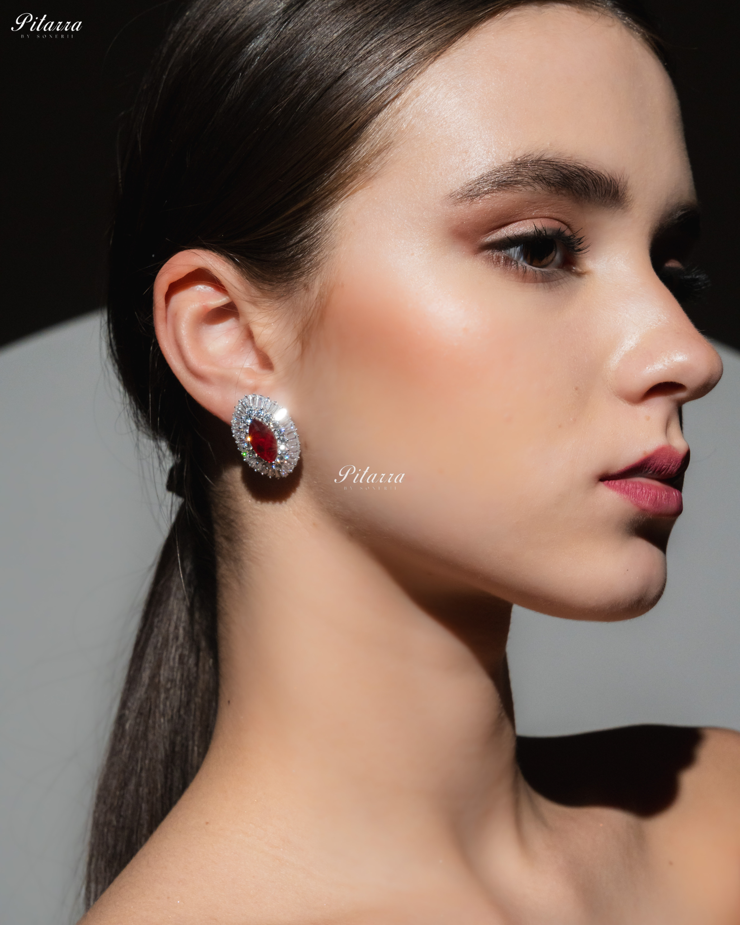 Pitarra Red Doublet 92.5 Silver Stud Earrings