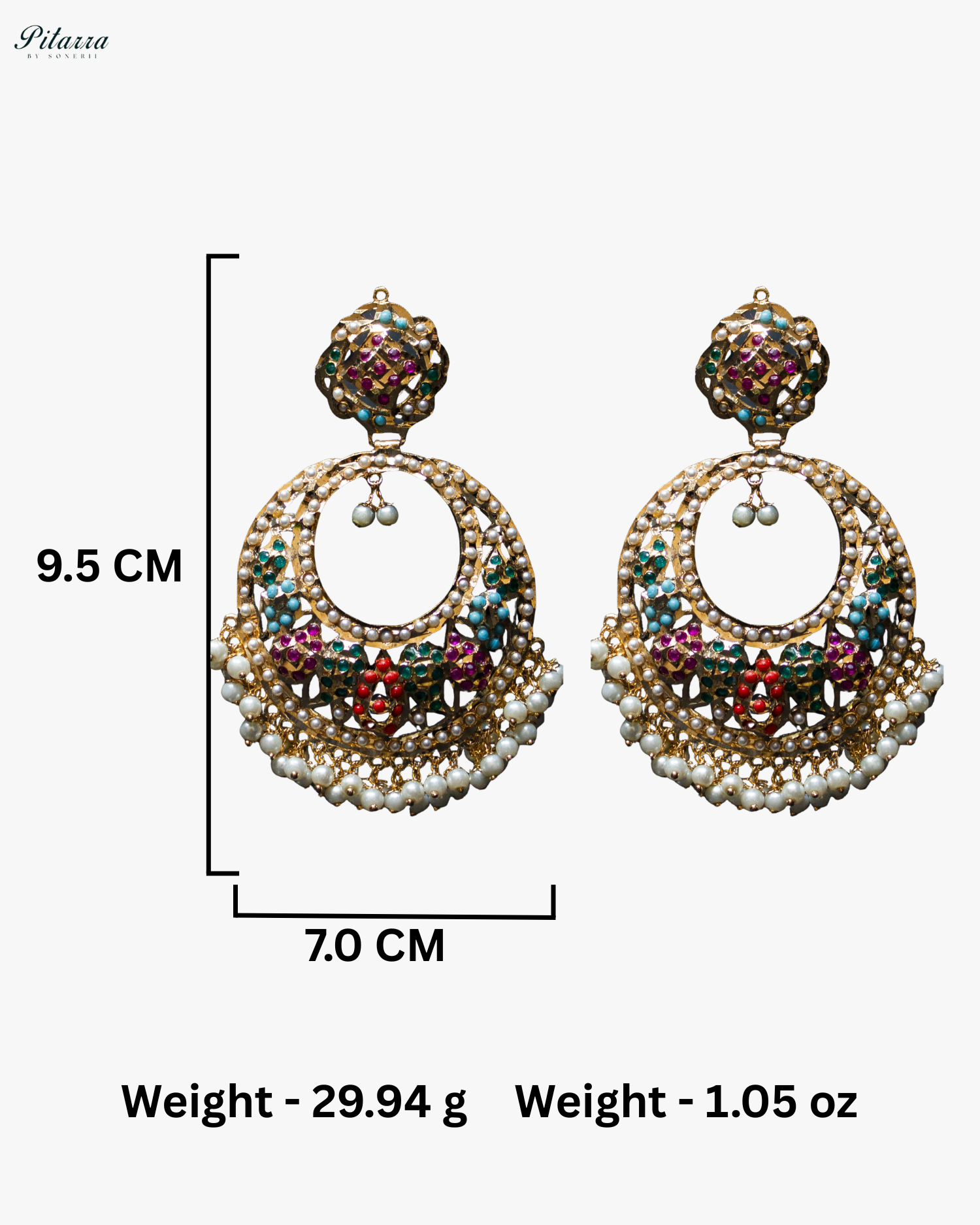 Fine Gold Plated Multicolored Chandbali Earrings