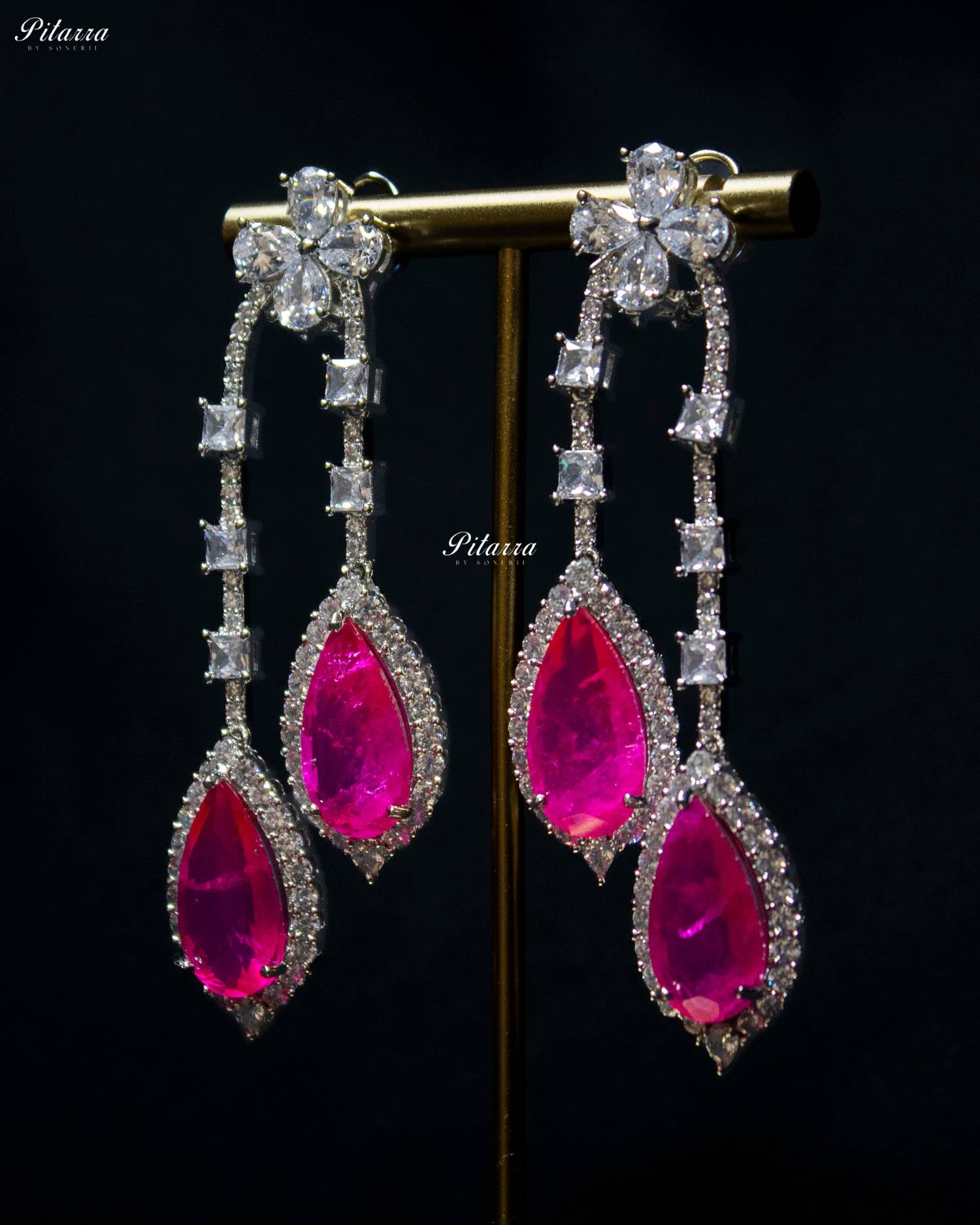 Pitarra Pink and Silver Dangler Earrings
