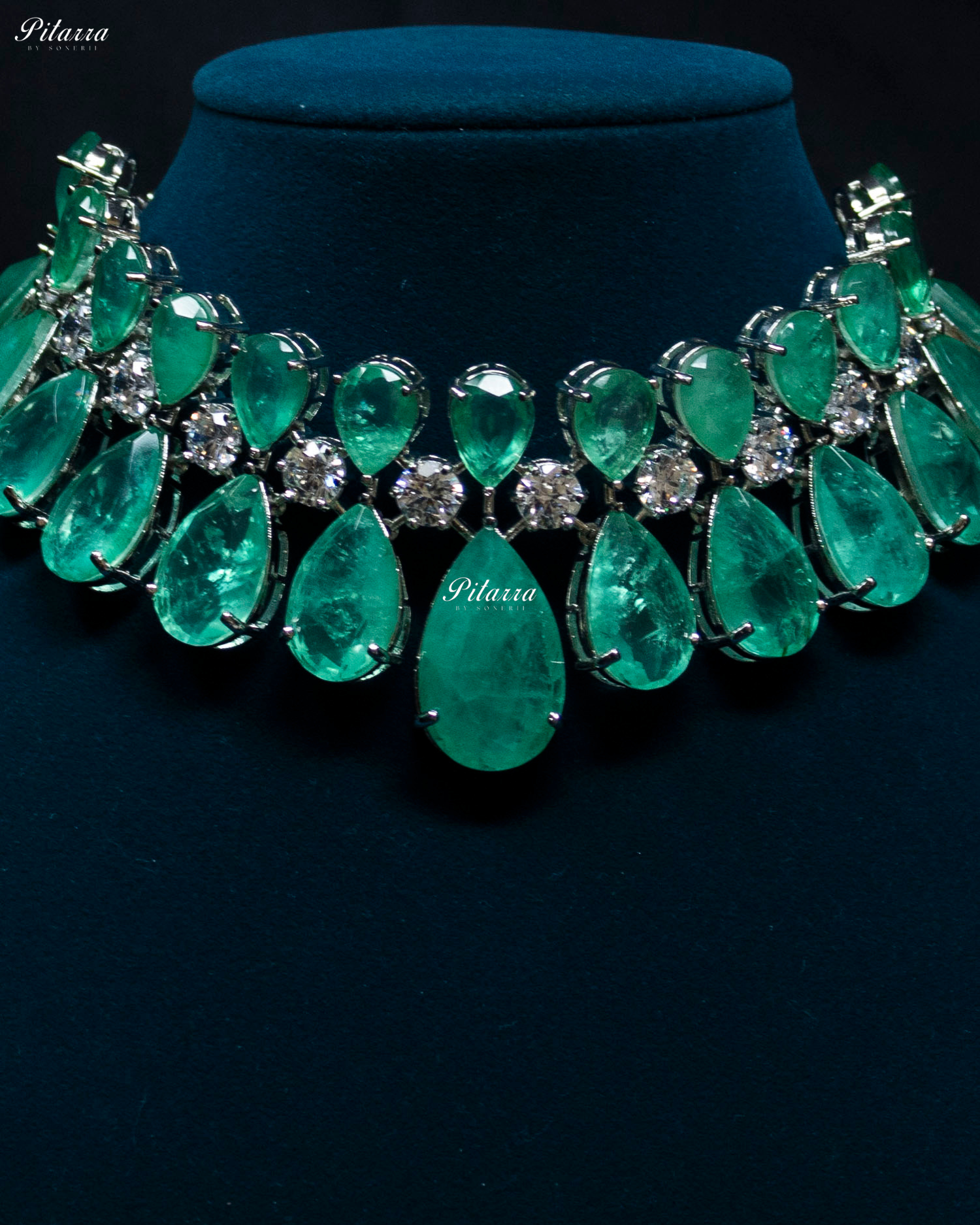 Mint Green Teardrop Victorian Crystal Necklace Set