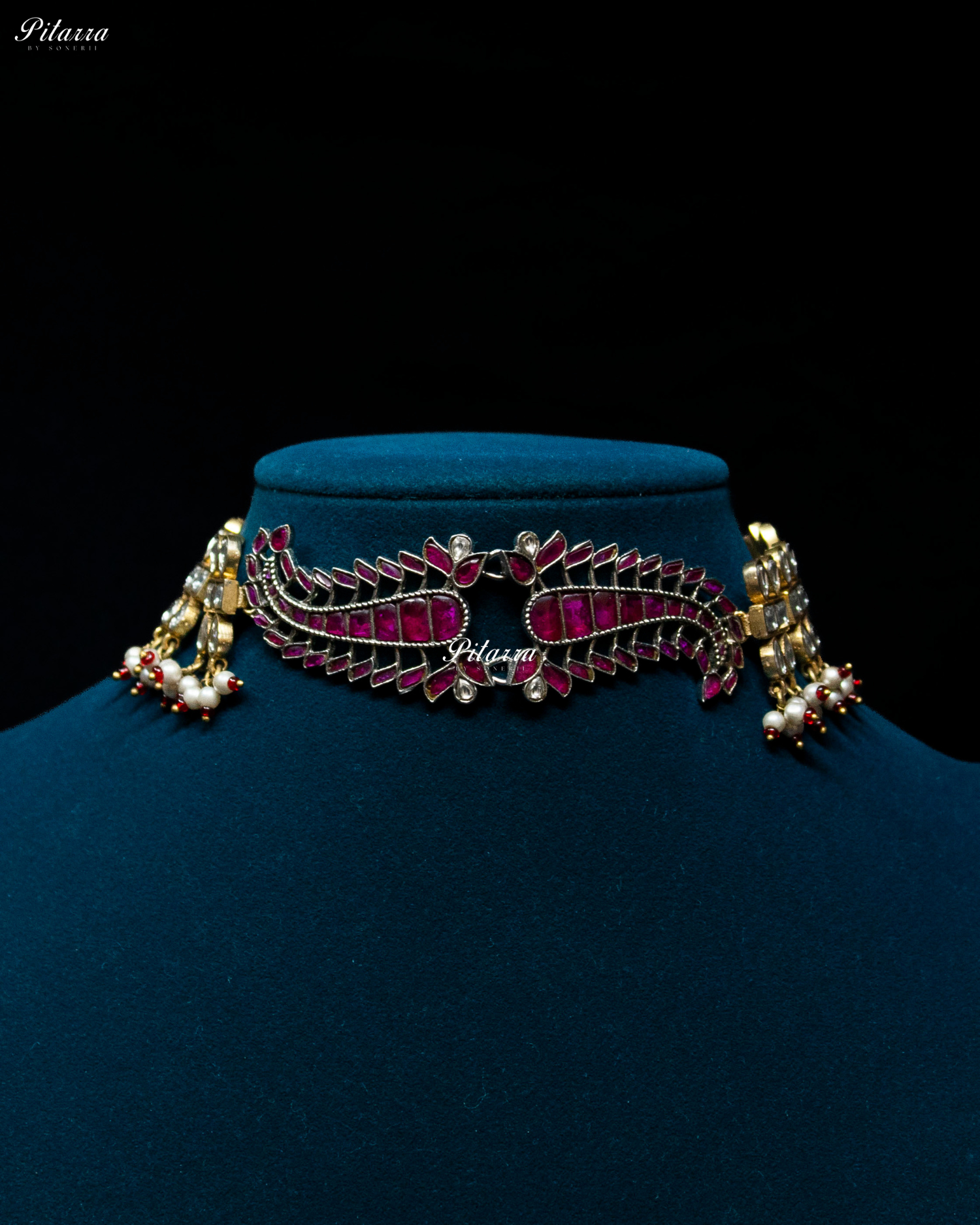 Pink Leaf Polki Kundan Choker Set