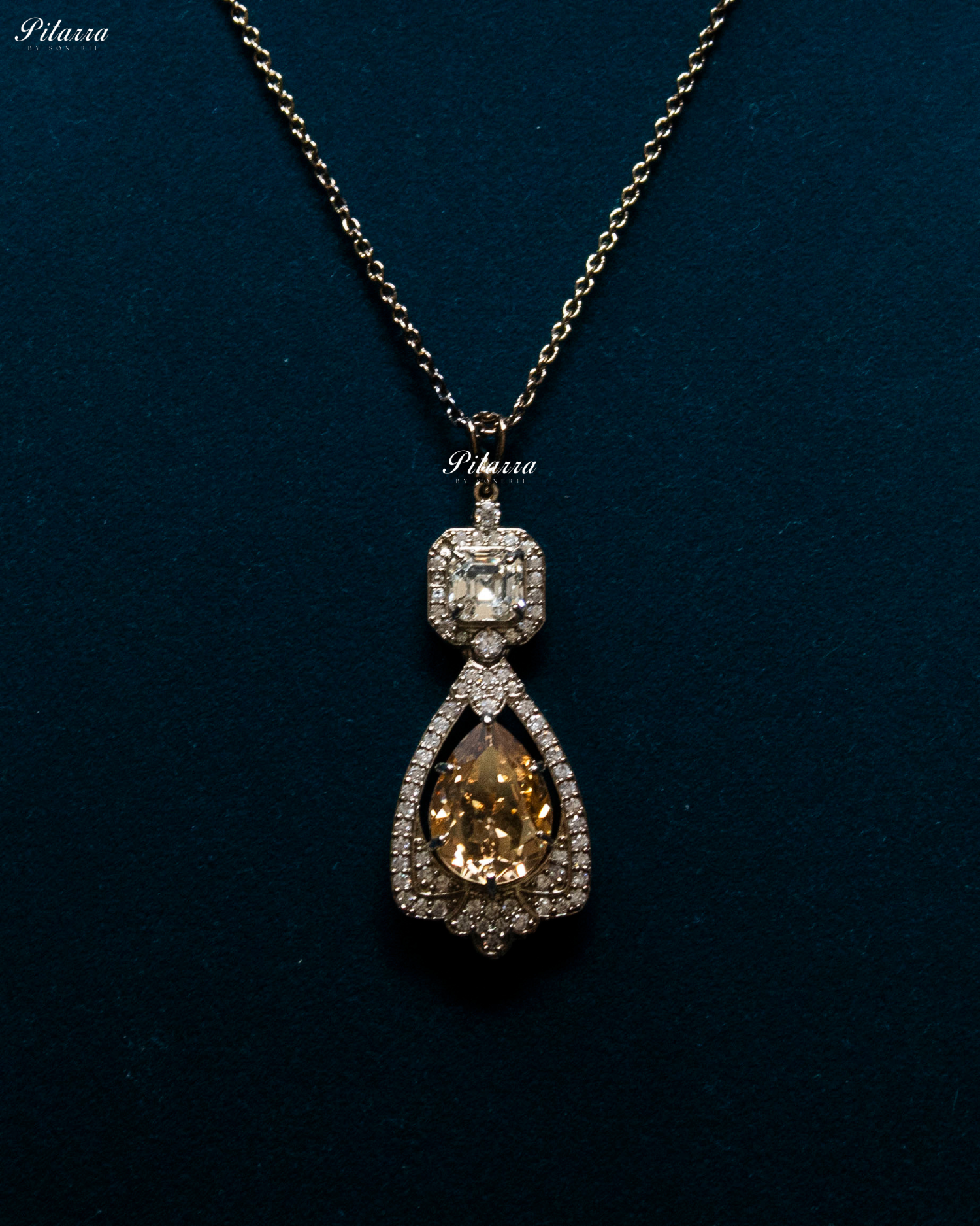 Golden Stone Layered Zircon Necklace Set