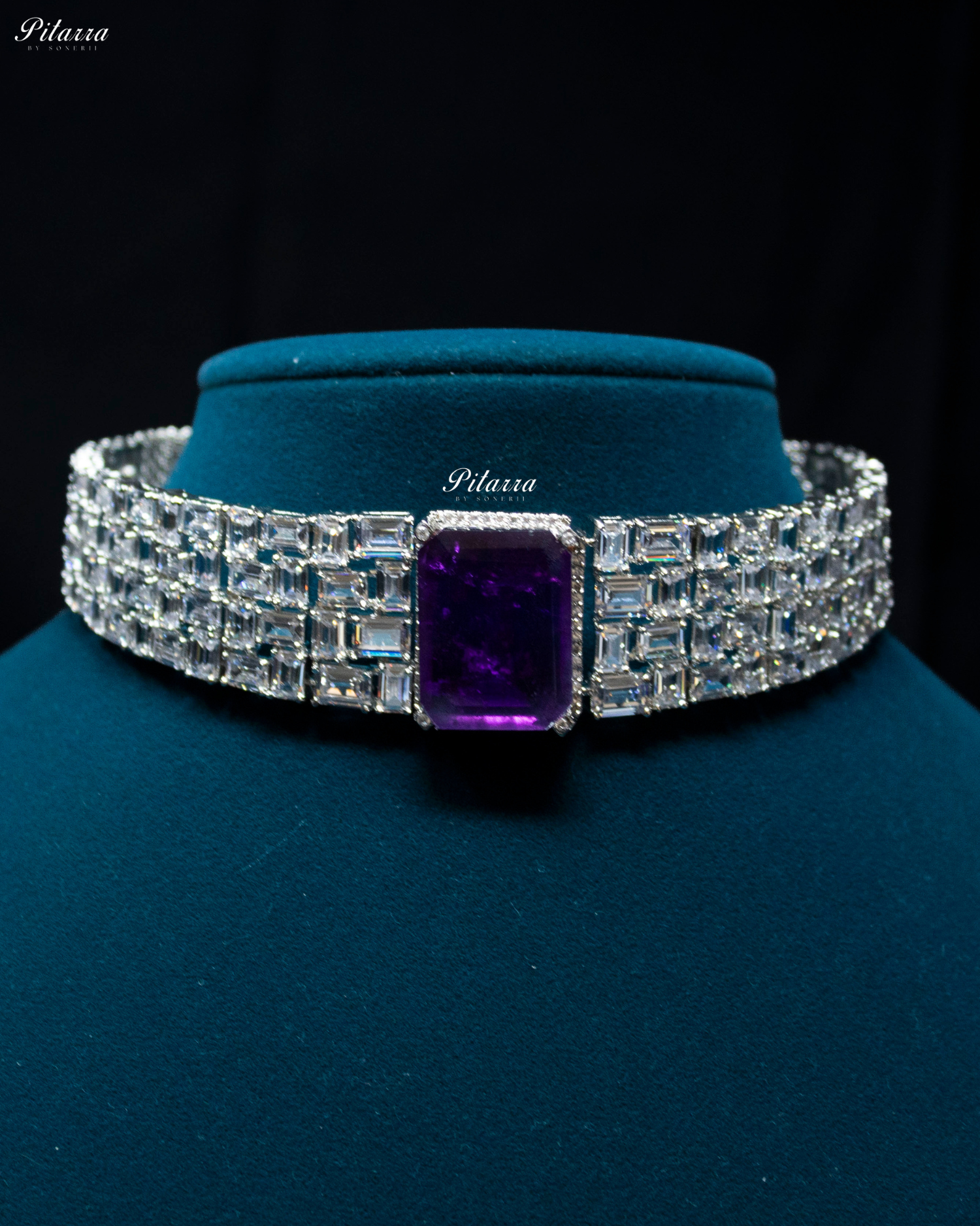 Purple Stones Crystal Choker Set