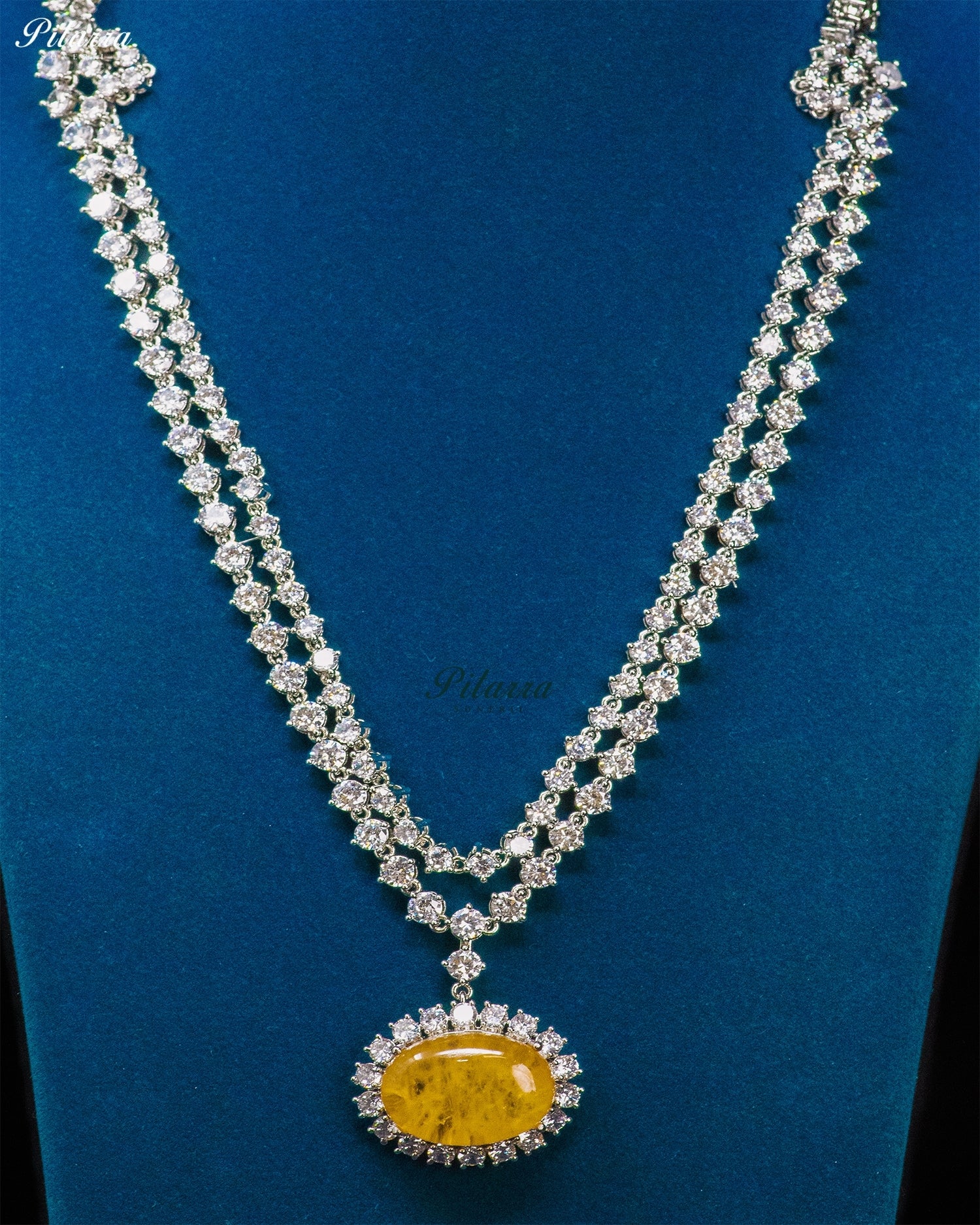 Yellow Oval Kundan Long Necklace Set