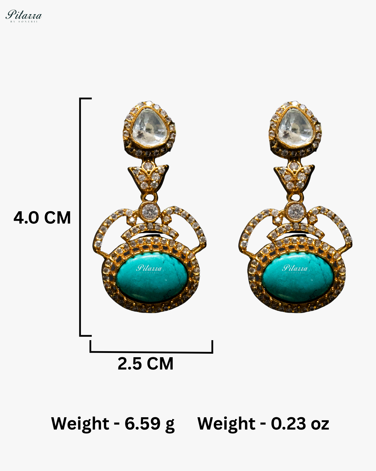 Pitarra Turquoise Blue Stones Moissanite Kundan Necklace Set