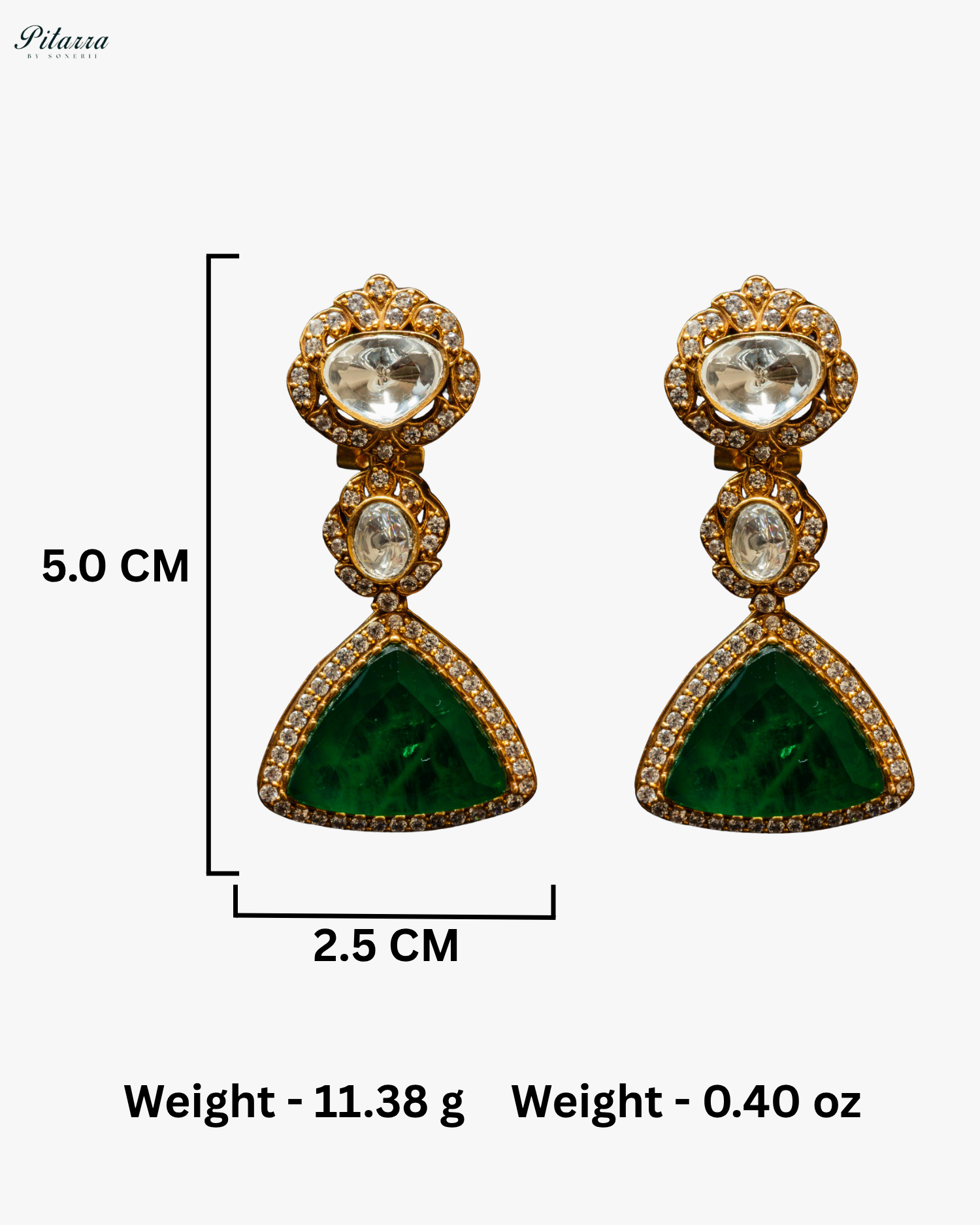 Emerald Stone Golden Traditional Kundan Necklace Set