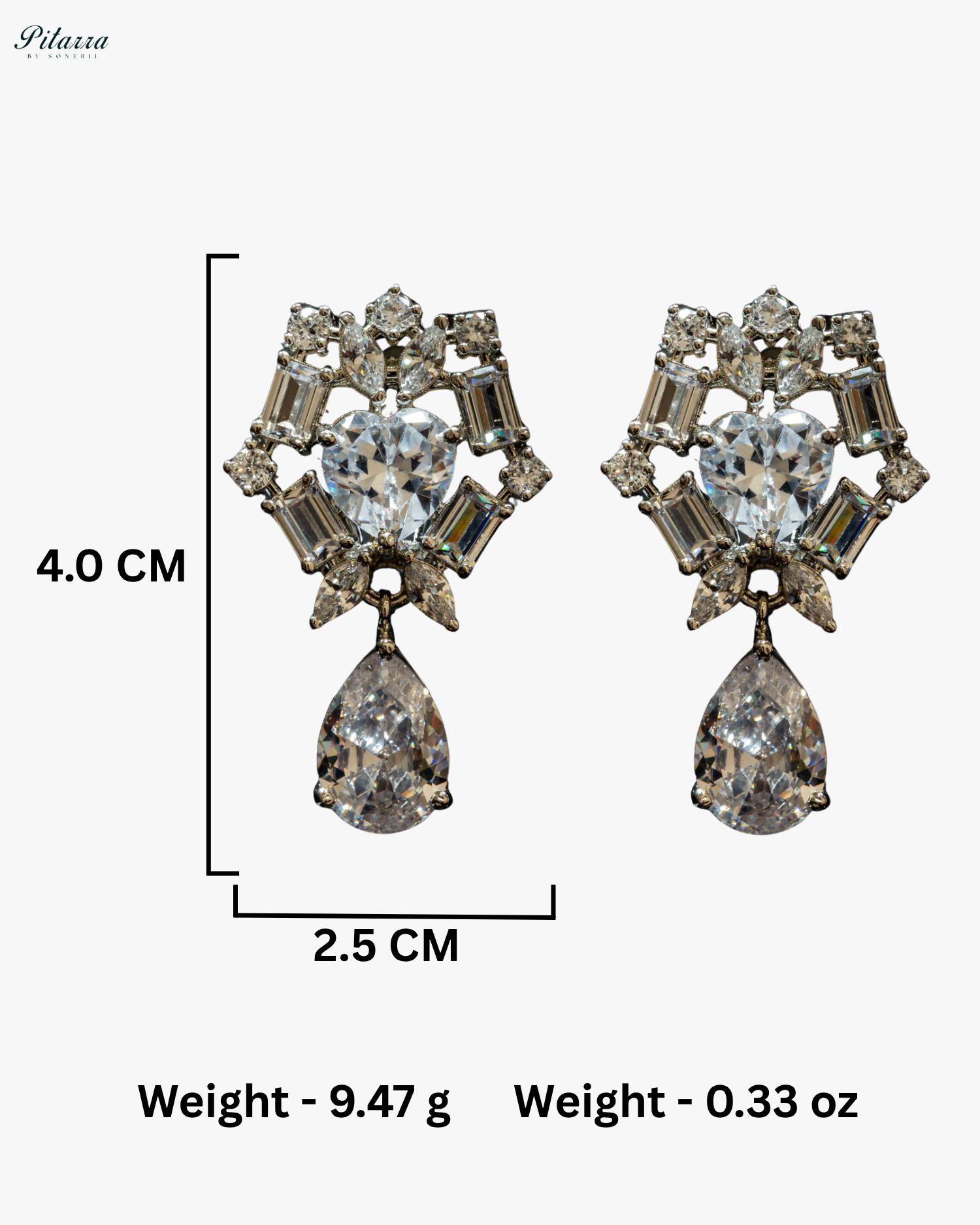 Silver Drop Cubic Zirconia Studded Necklace Set