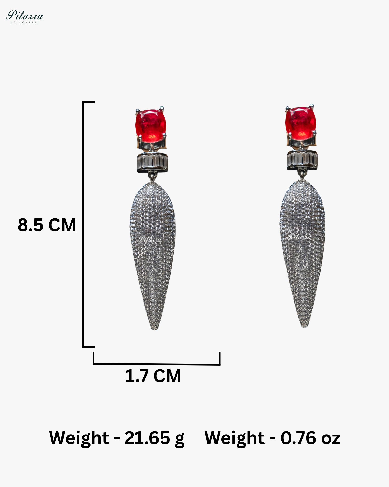 Red Stone Shiny Teardrop Doublet Dangler Earrings