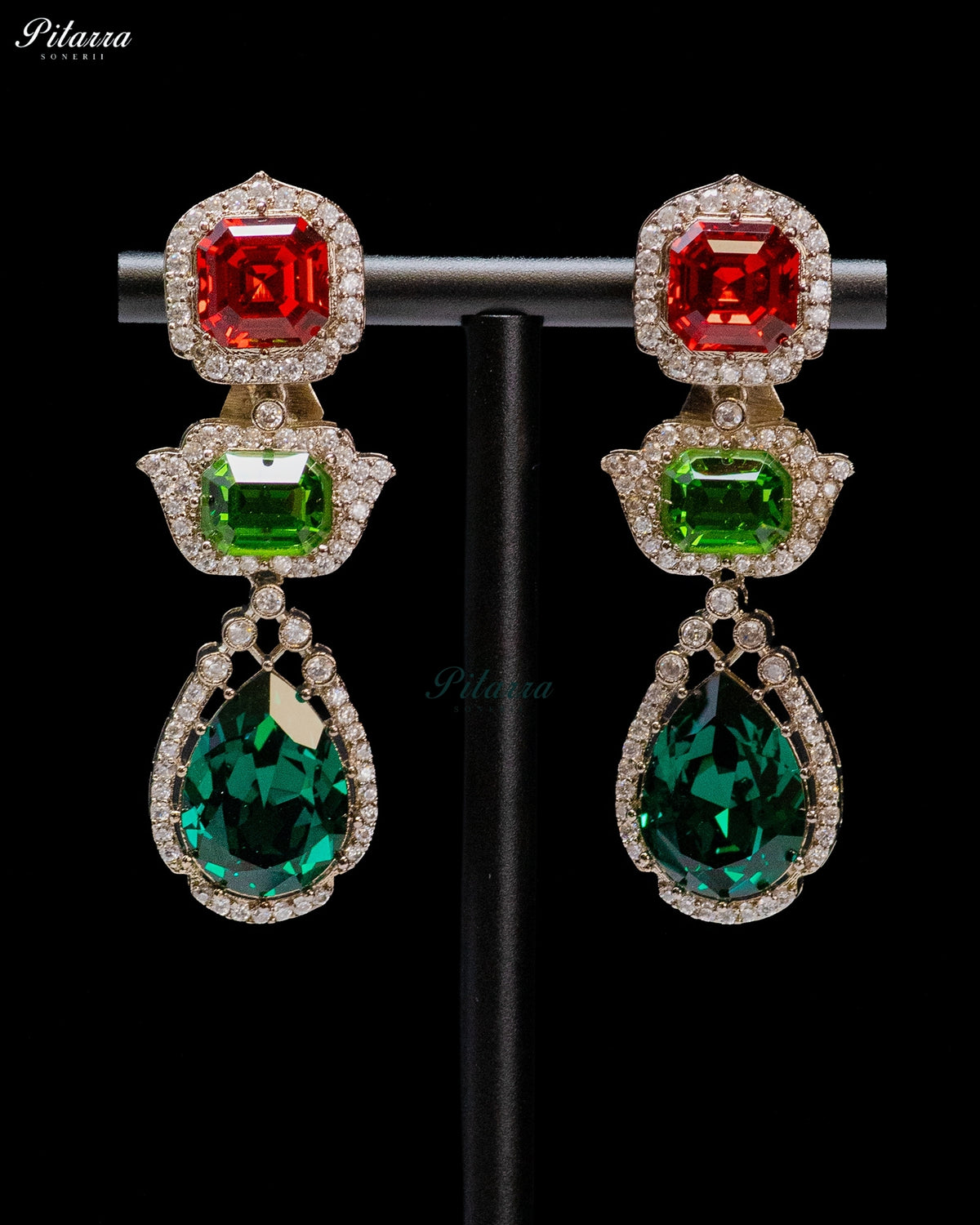 Emerald Green Multicolor Crystal Pendant Necklace Set
