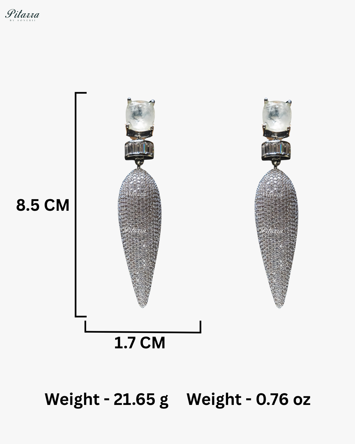 White Stone Shiny Teardrop Doublet Dangler Earrings