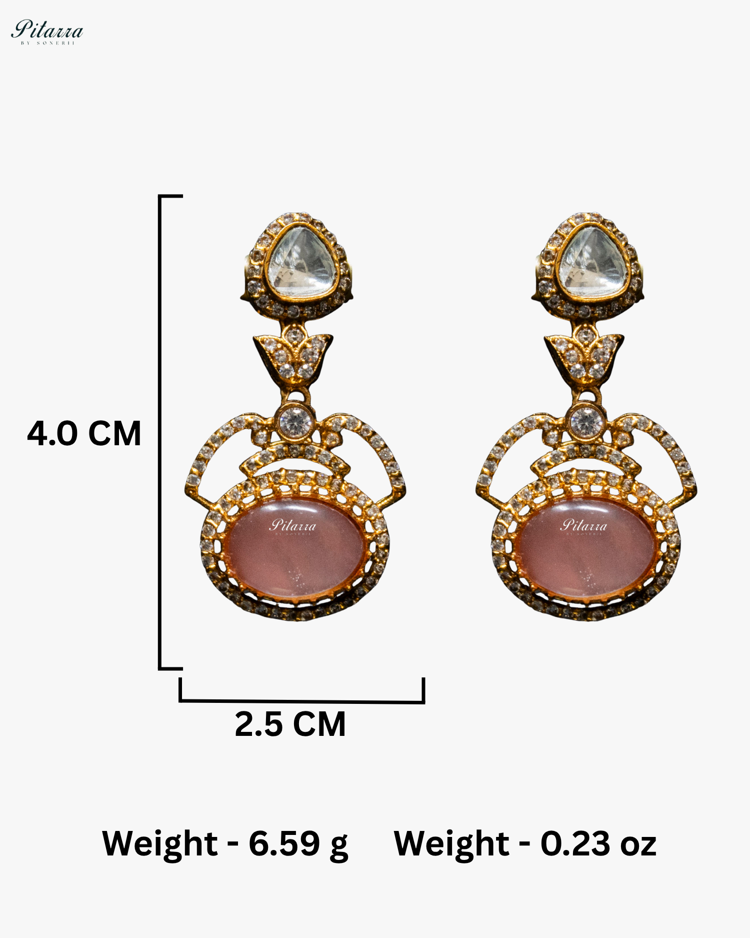 Pitarra Pink Stones Moissanite Kundan Necklace Set