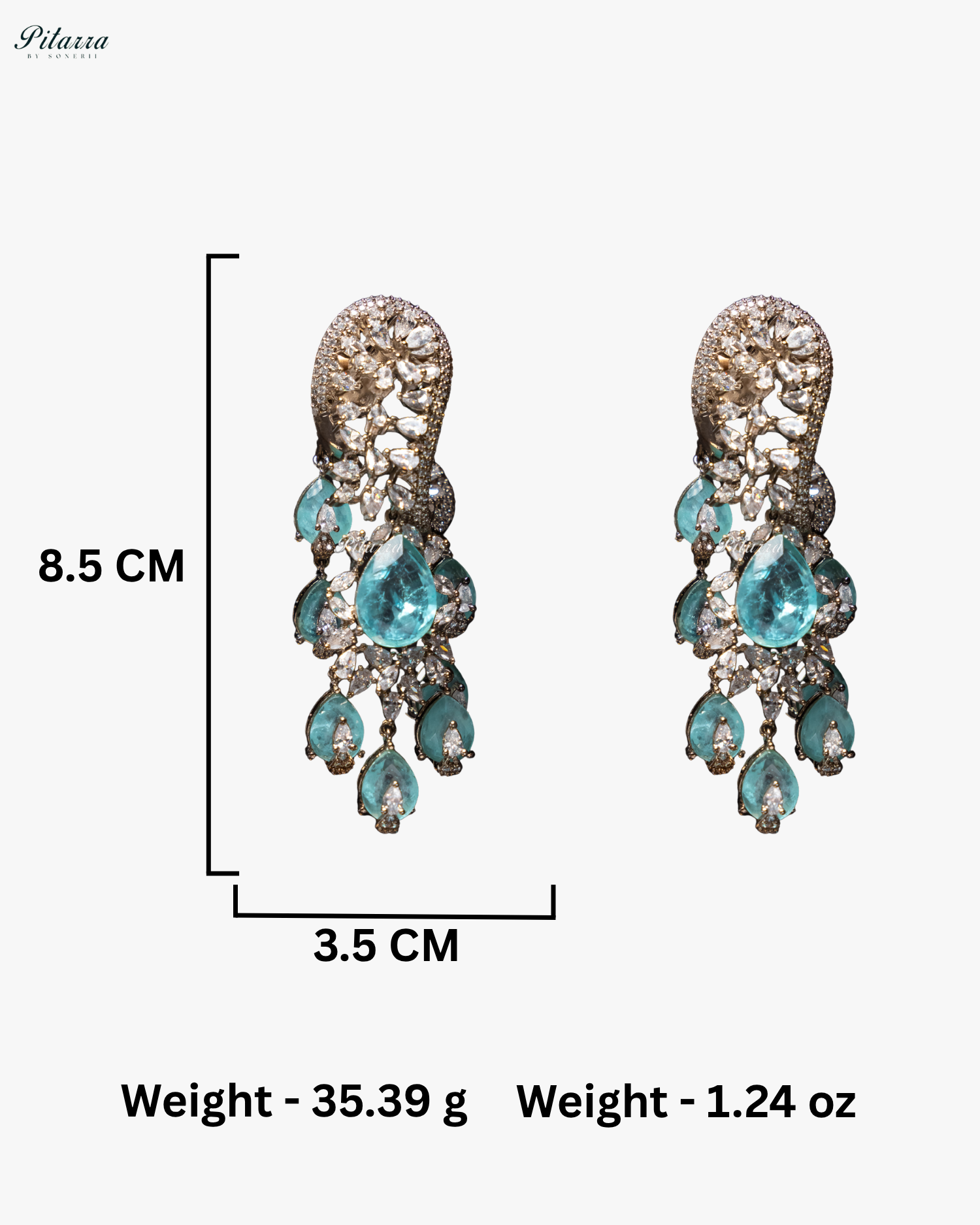Piscine Blue Silver Polish CZ Crystal Dangler Earrings