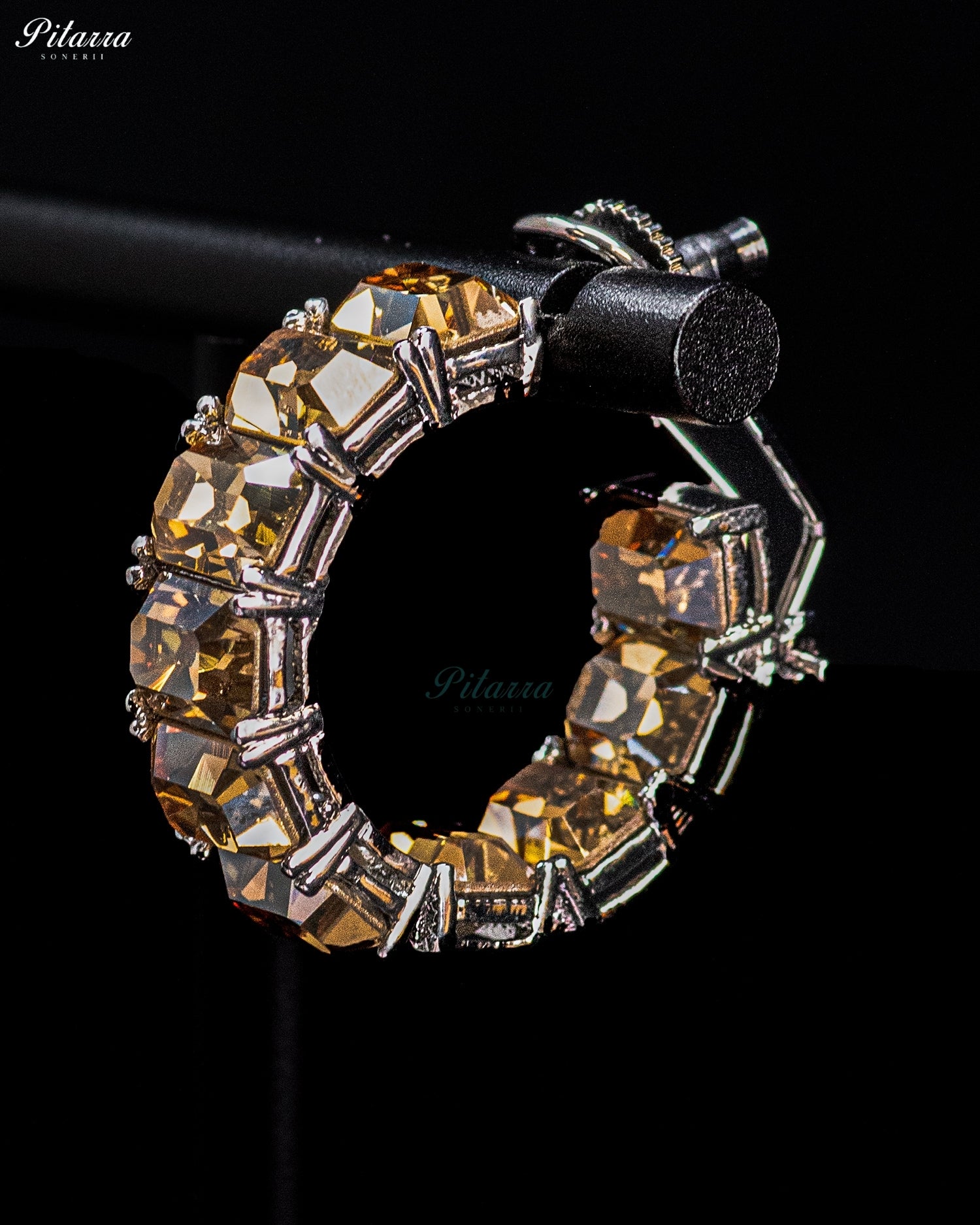 Golden Amber Cushion-Cut Crystal Hoop Earrings