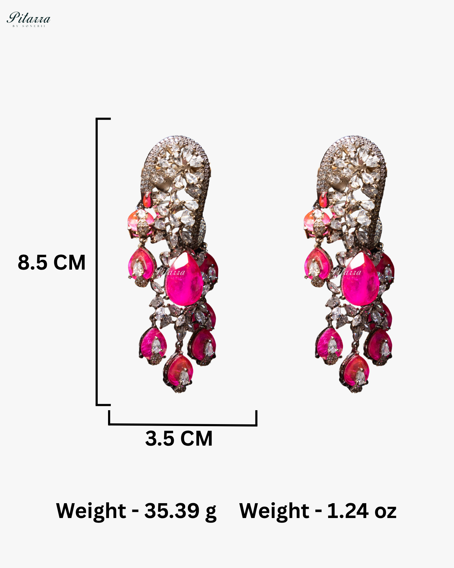 Pink Silver Polish CZ Crystal Dangler Earrings