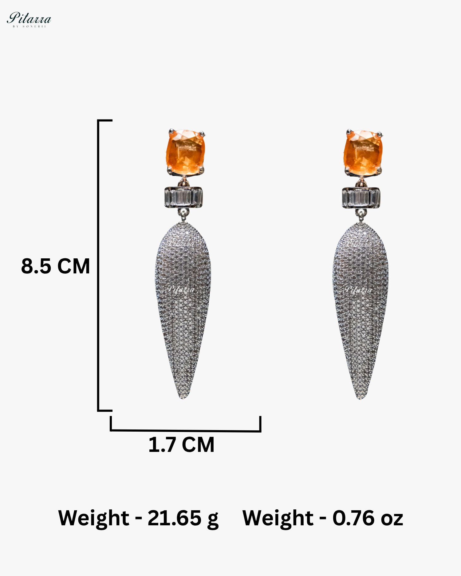Orange Stone Shiny Teardrop Doublet Dangler Earrings