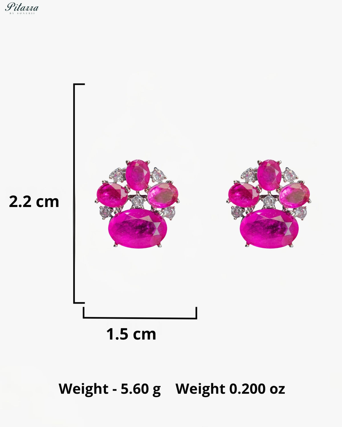 Hot Pink Crystal Statement Stud Earrings