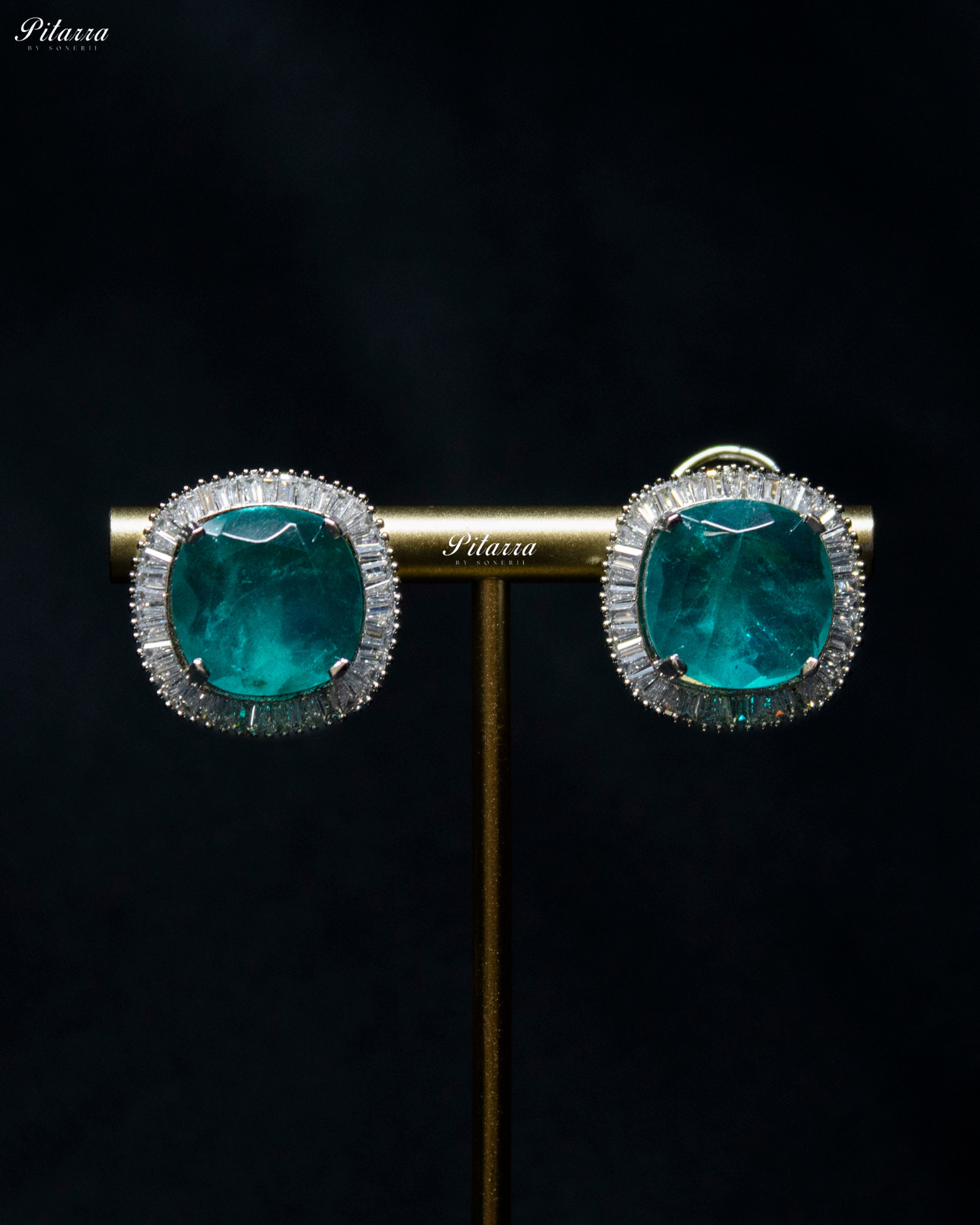 Aqua Stone Silver CZ Choker Necklace Set
