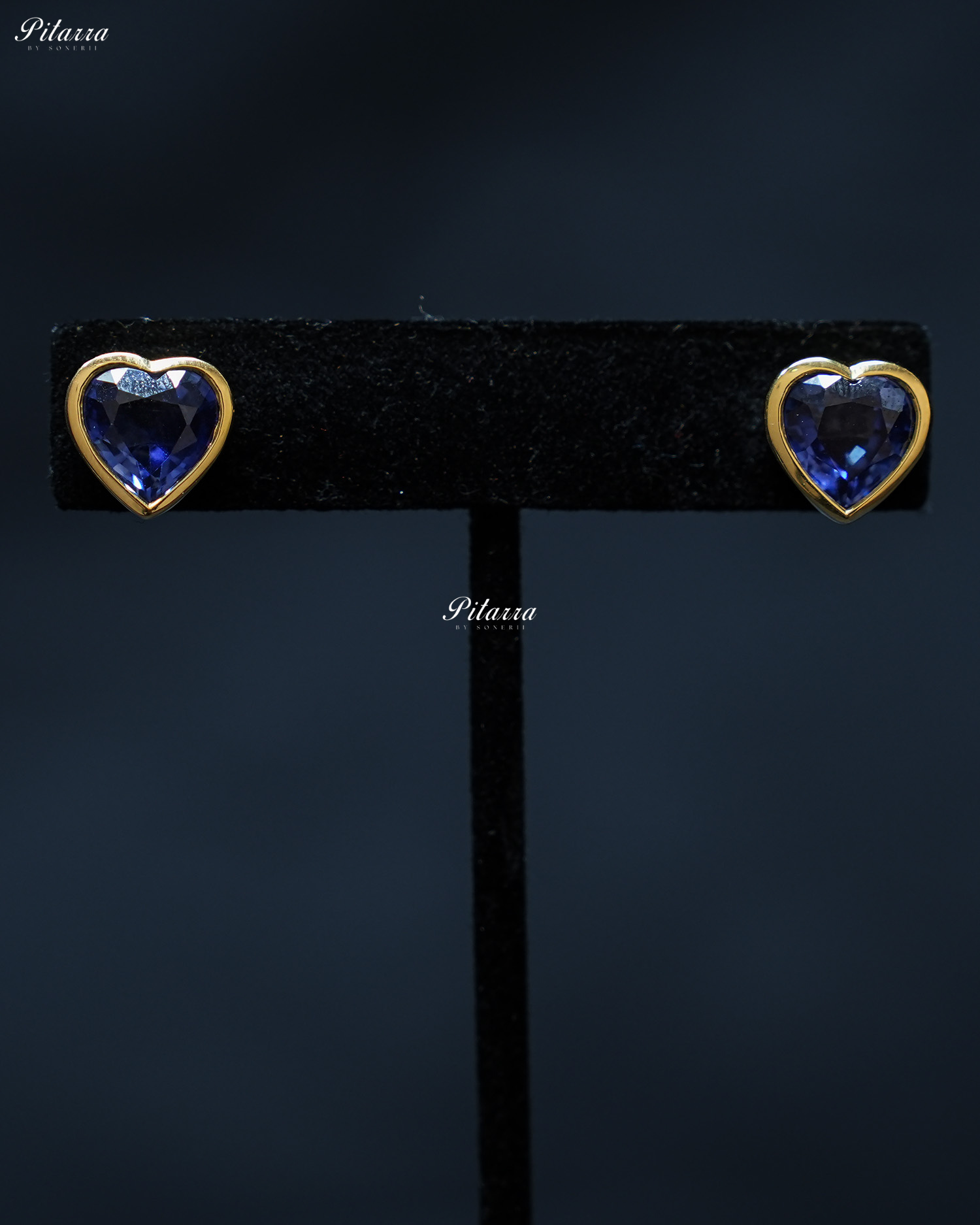 Gold Chain Round Blue Top Stone Green Heart Drop Pendent Set