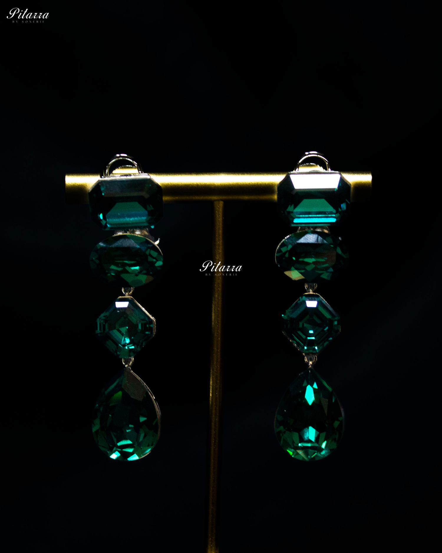 Multi Emerald Stone Crystal Necklace Set