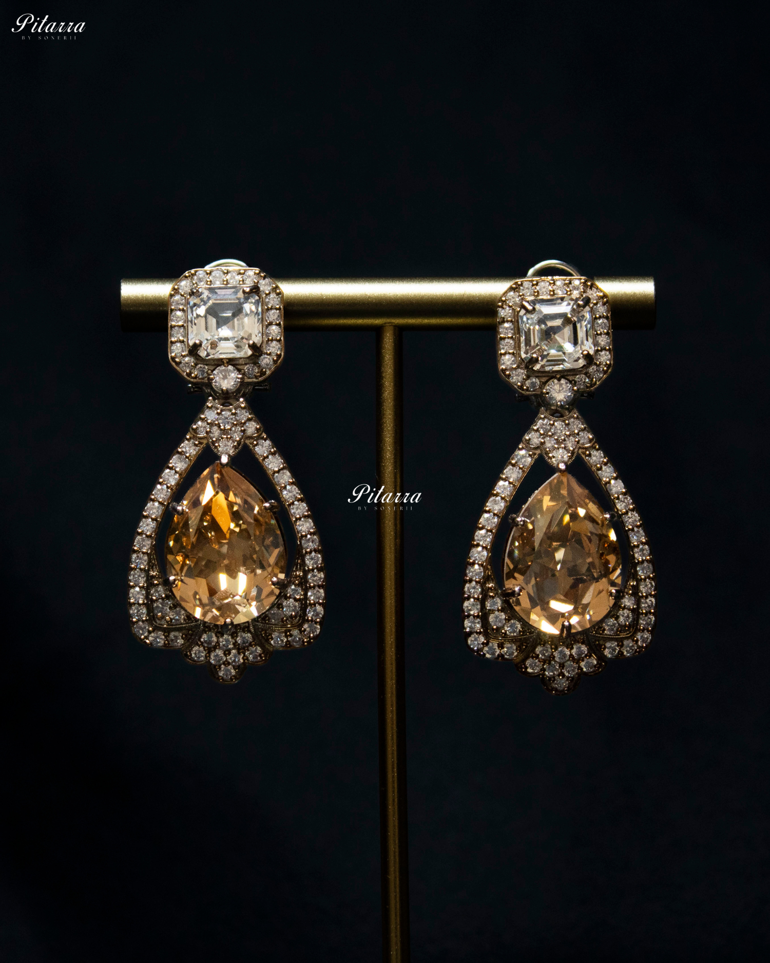 Golden Stone Layered Zircon Necklace Set