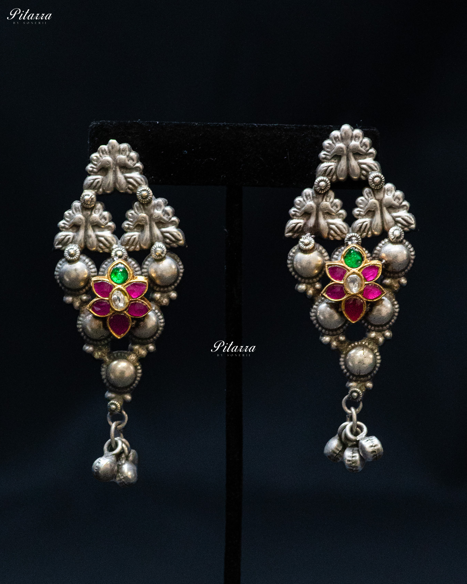 Golden Laxmi White Sword Ghunghroo Silver Look Alike Choker Set