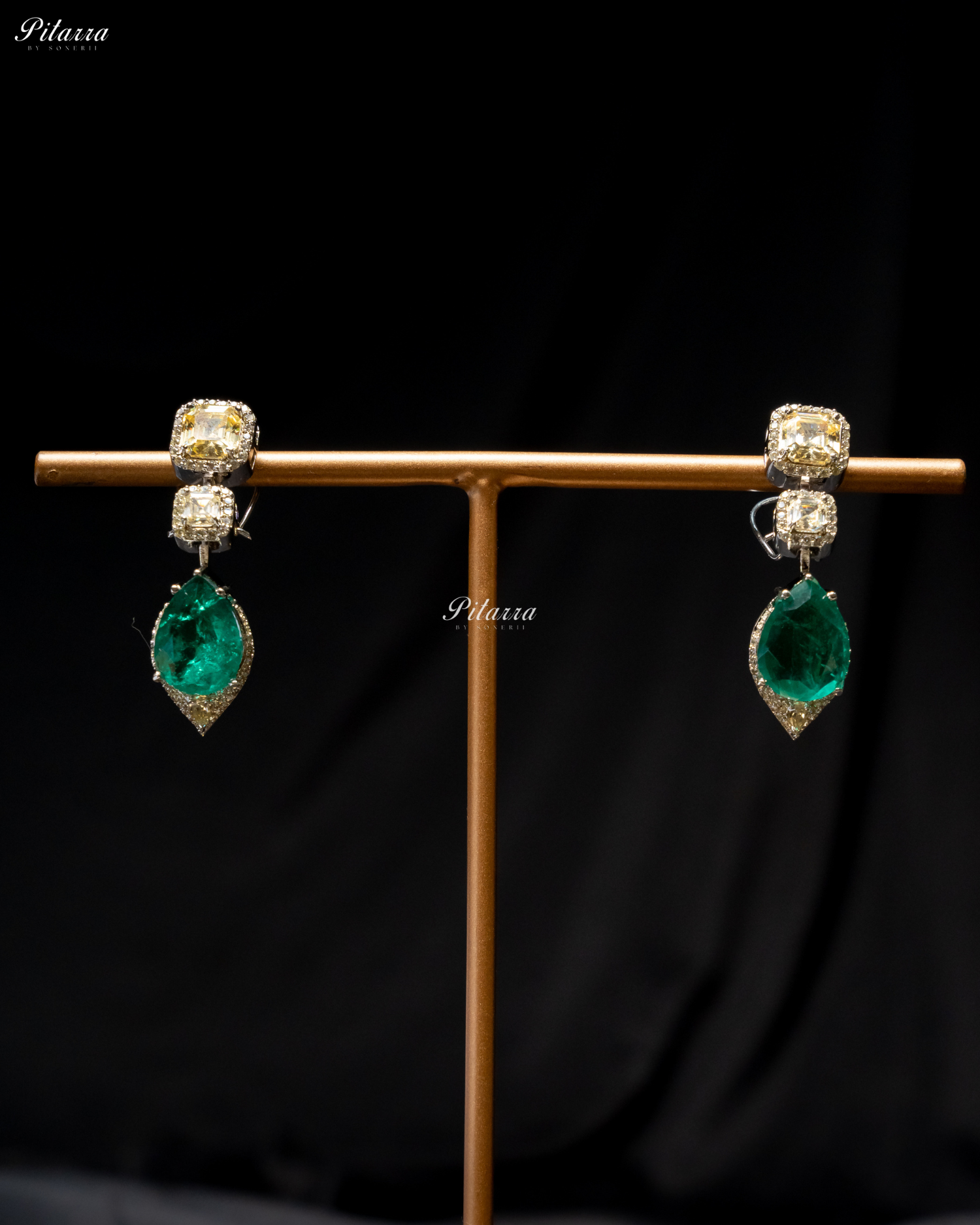 Emerald Crystals Cut Silver Plated Zircon Necklace Set