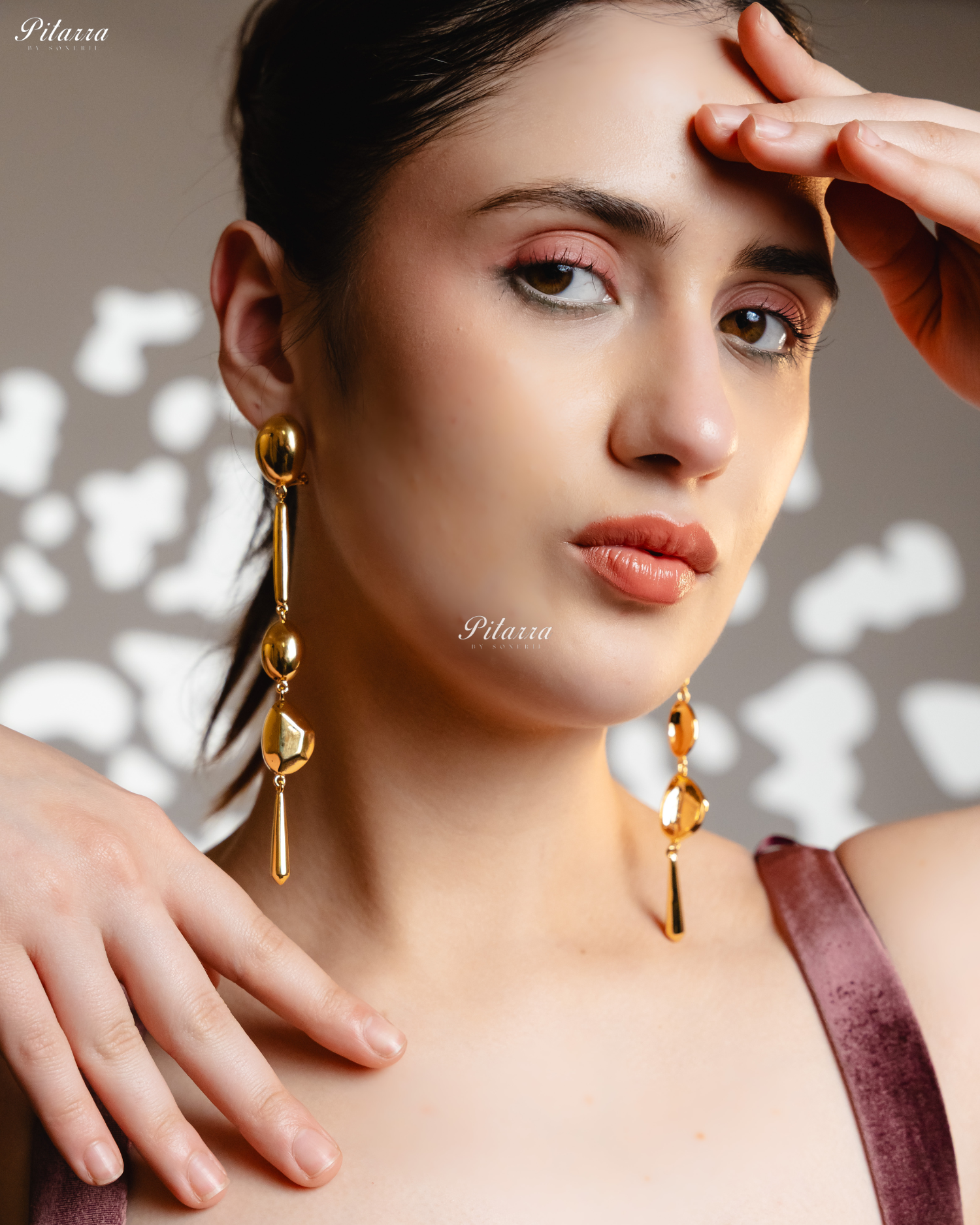 Gold Plated Long Statement Drop Earrings