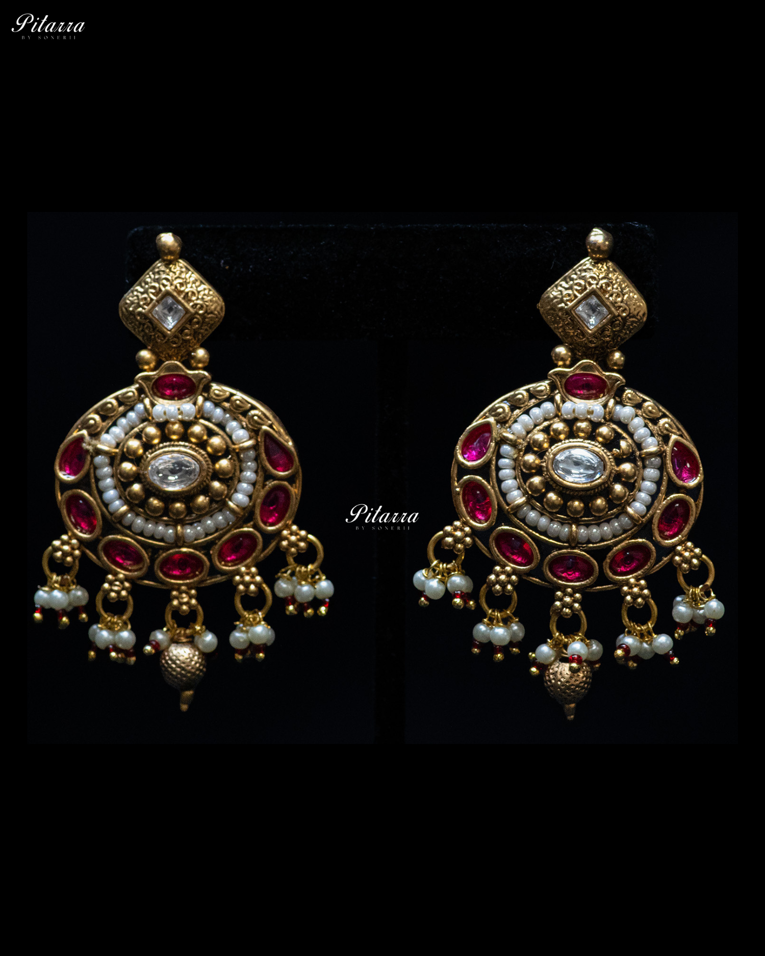 Pink Stone Gold Finish Two Layer Kundan Necklace Set
